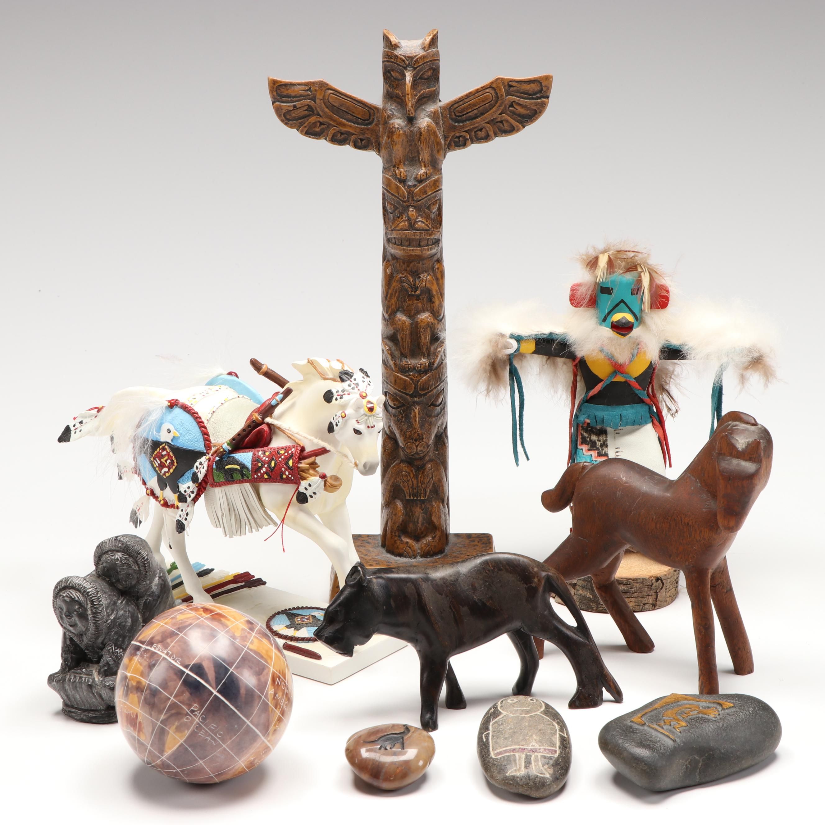 M.A. Brody "Eagle Dancer", "Painted Ponies" Figure, Souvenir Totem and More