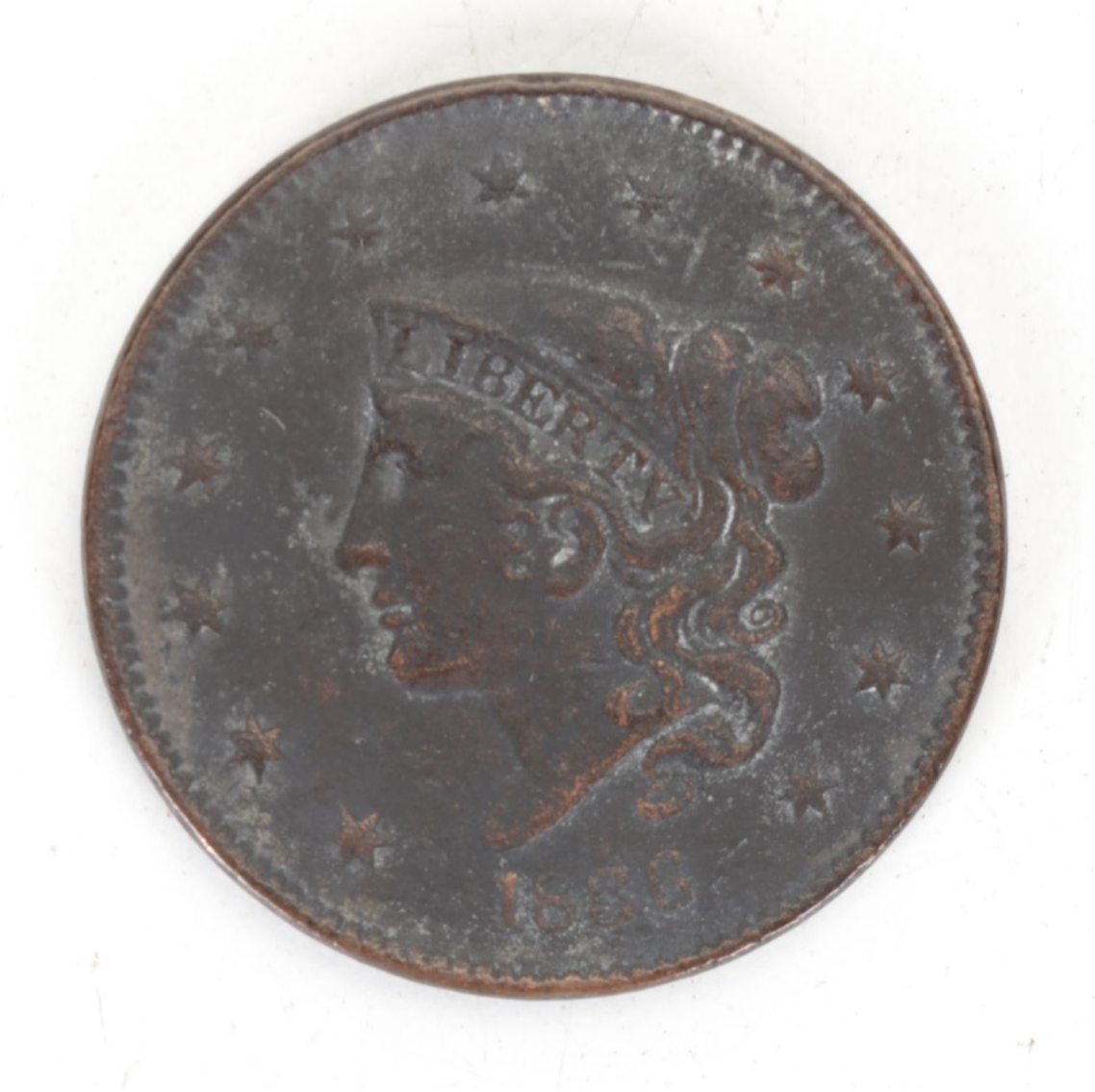 Trio of Braided Hair Large Cent Coins, Mid-19th Century