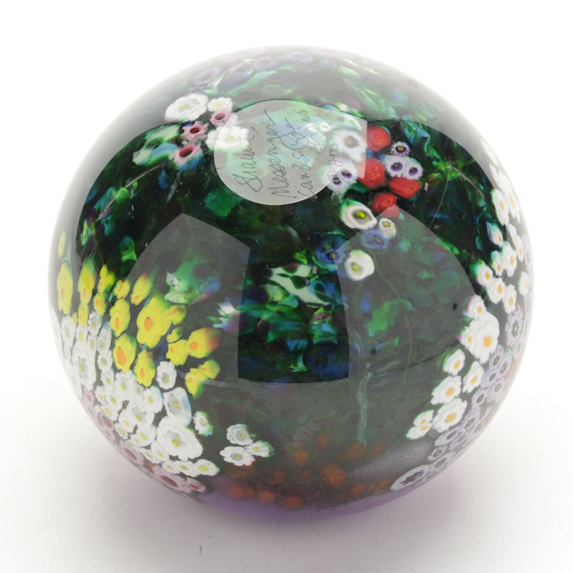 Shawn Messenger Signed Art Glass Landscape Series Round Vase