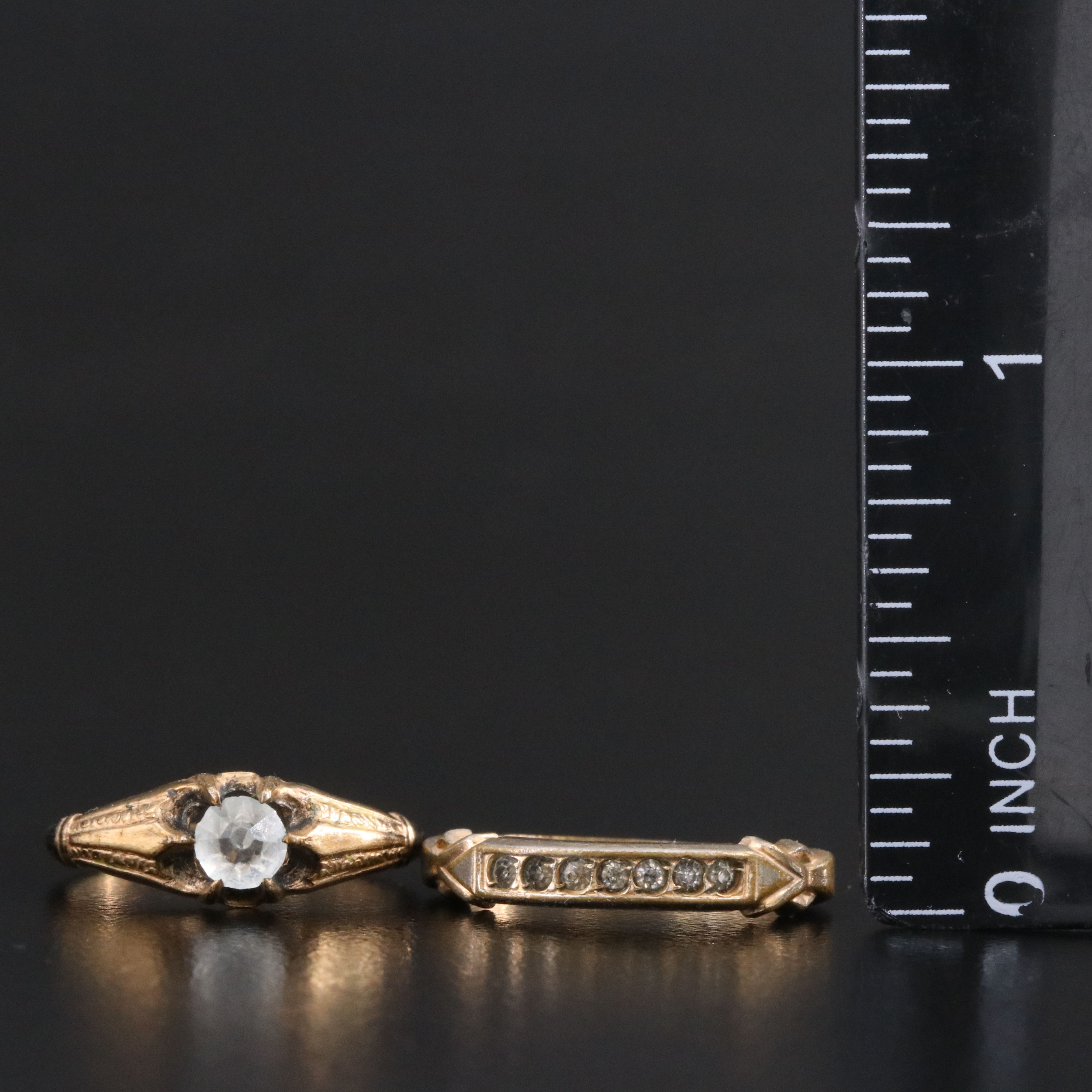 Antique Ring  with Glass and Foilback Stones