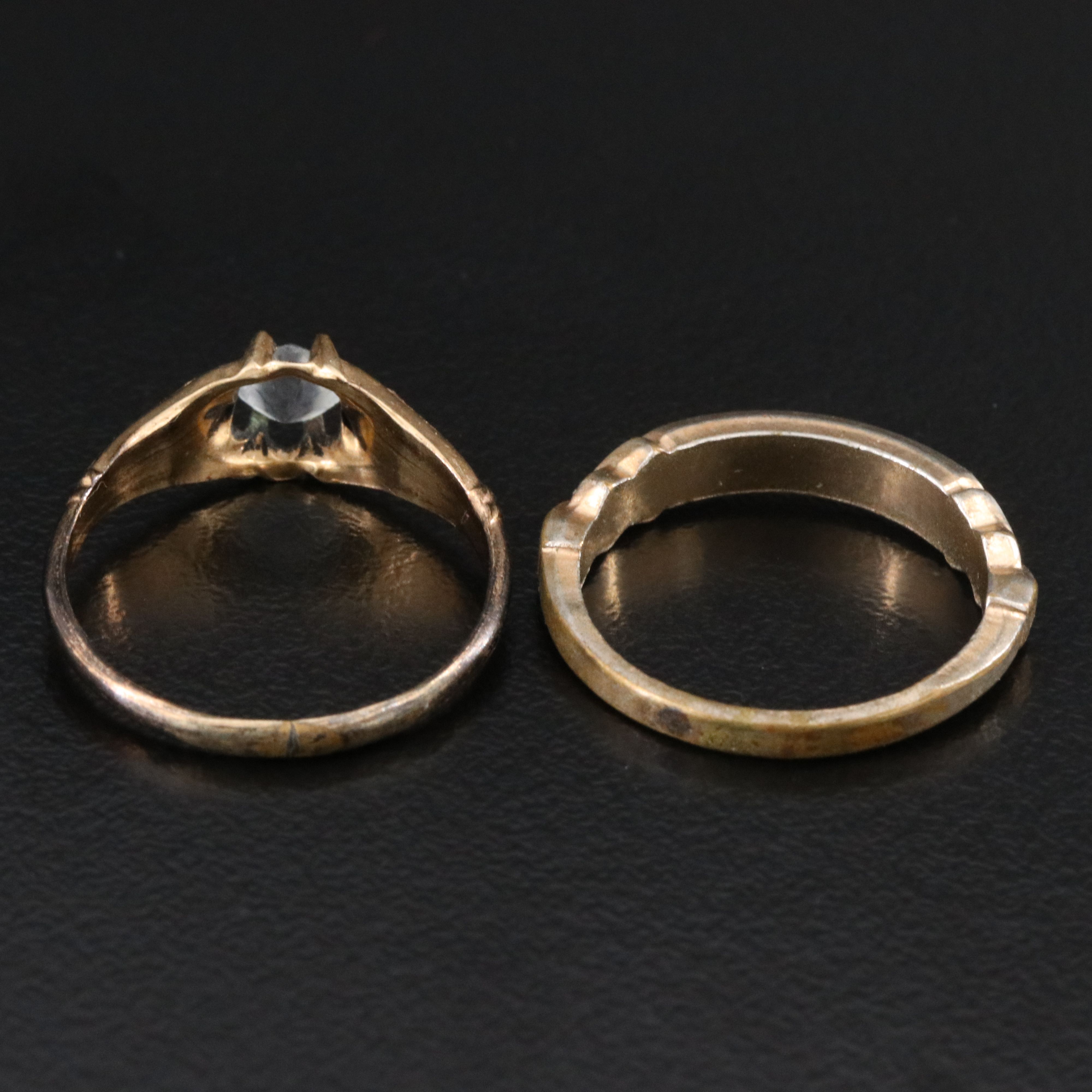 Antique Ring  with Glass and Foilback Stones