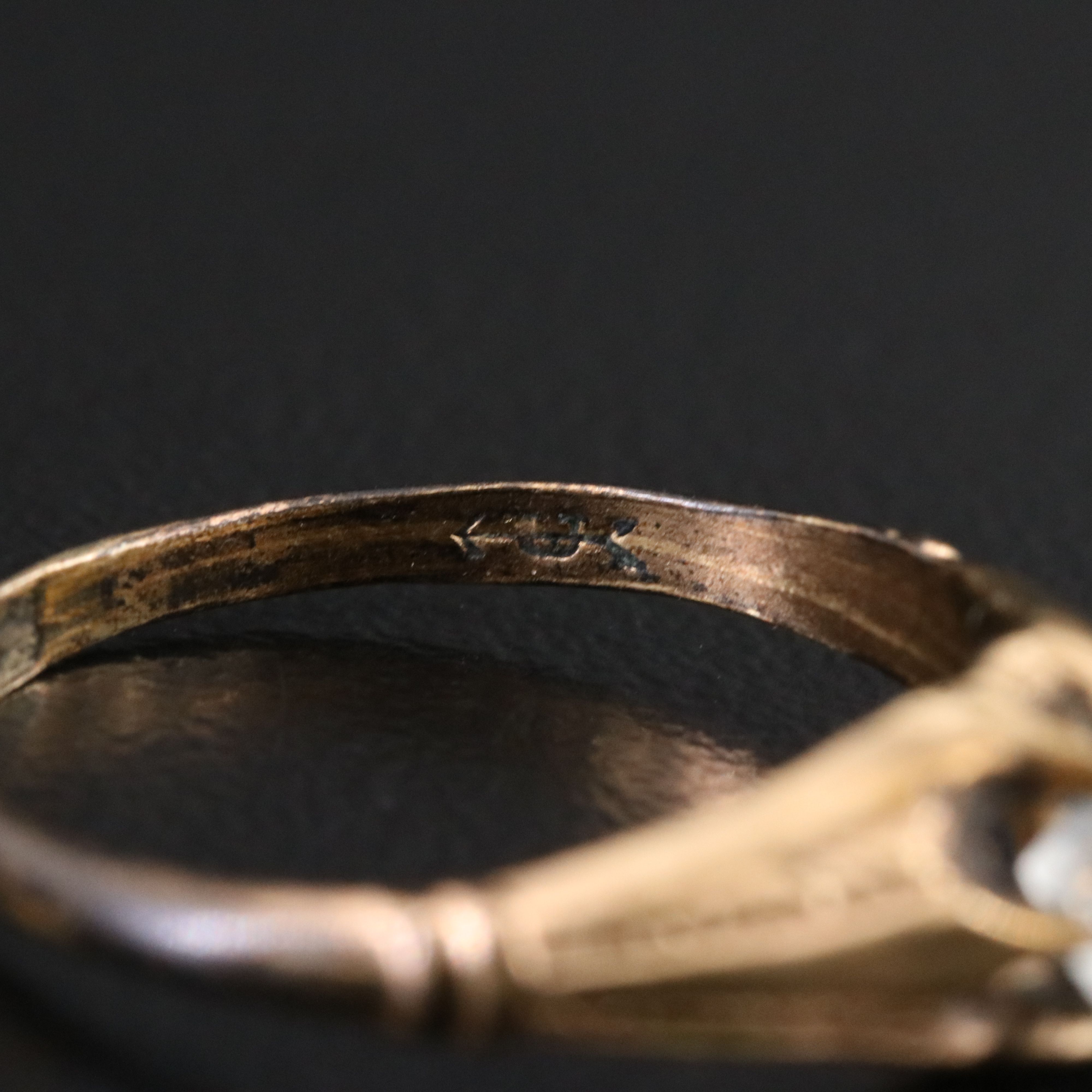 Antique Ring  with Glass and Foilback Stones