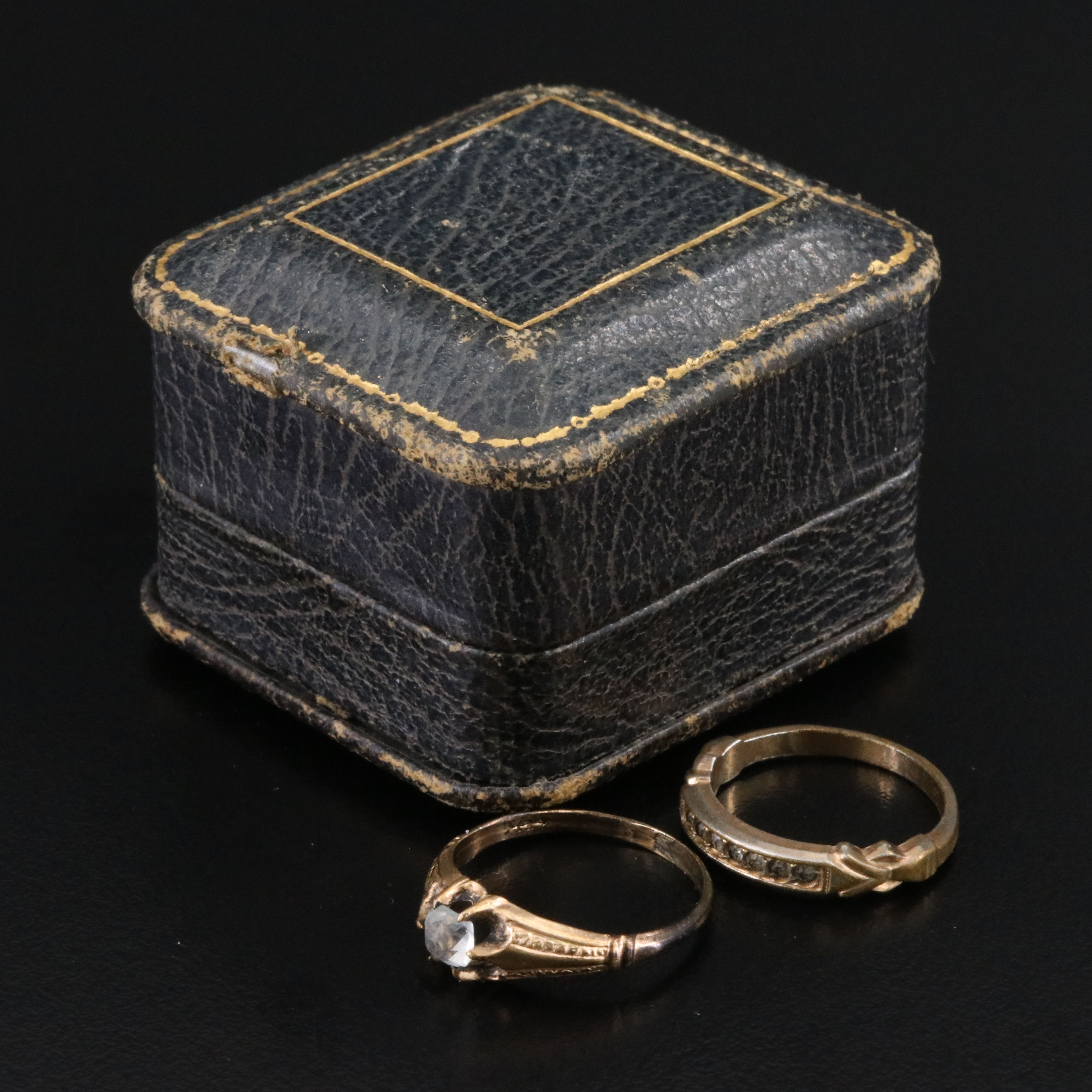 Antique Ring  with Glass and Foilback Stones