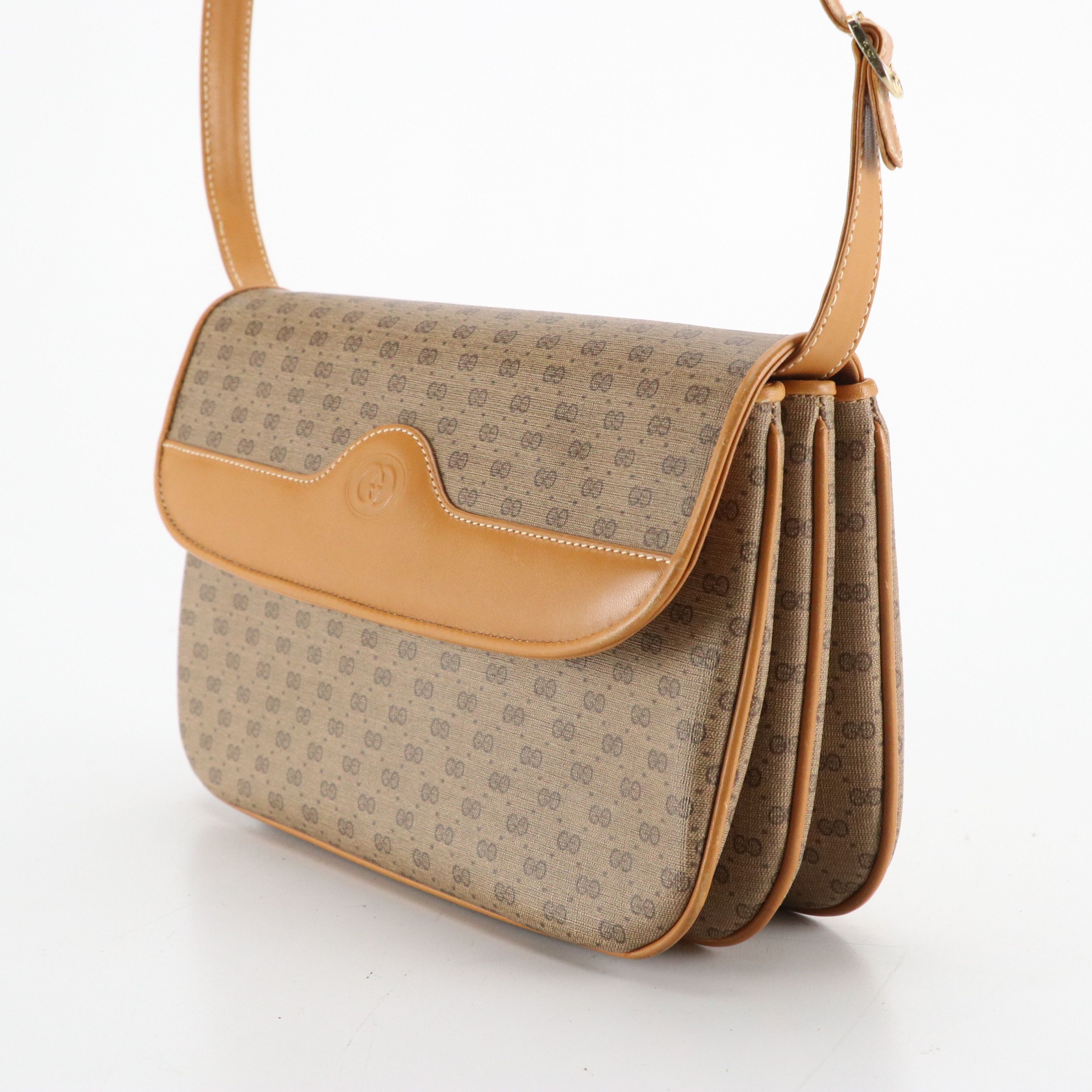 Gucci Micro GG Supreme Canvas and Tan Leather Crossbody Bag