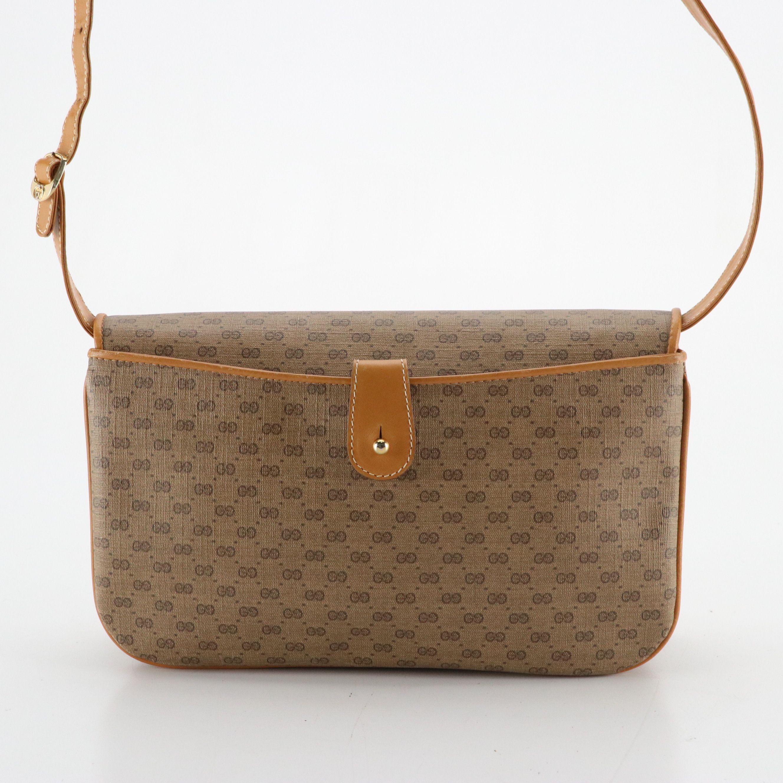 Gucci Micro GG Supreme Canvas and Tan Leather Crossbody Bag