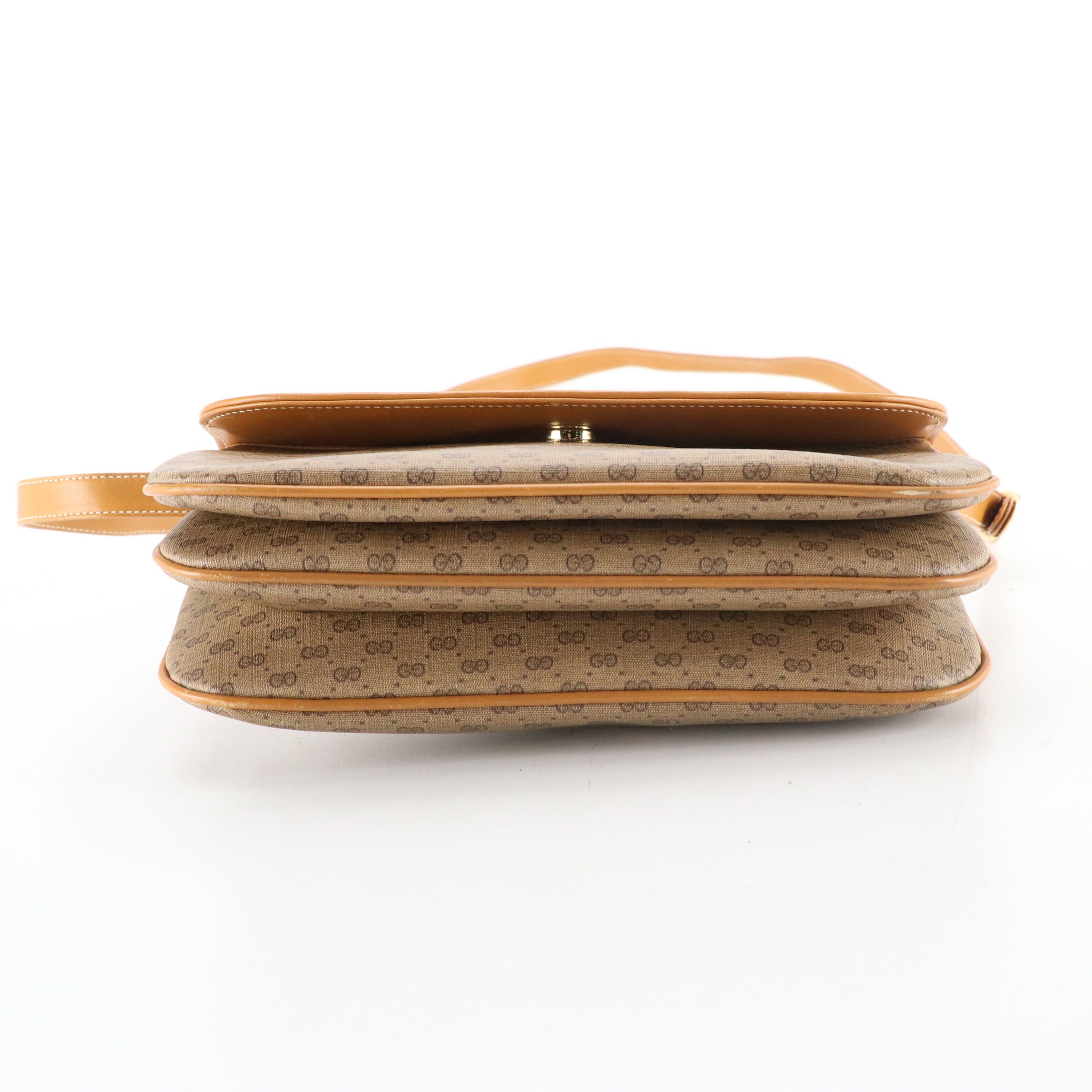 Gucci Micro GG Supreme Canvas and Tan Leather Crossbody Bag