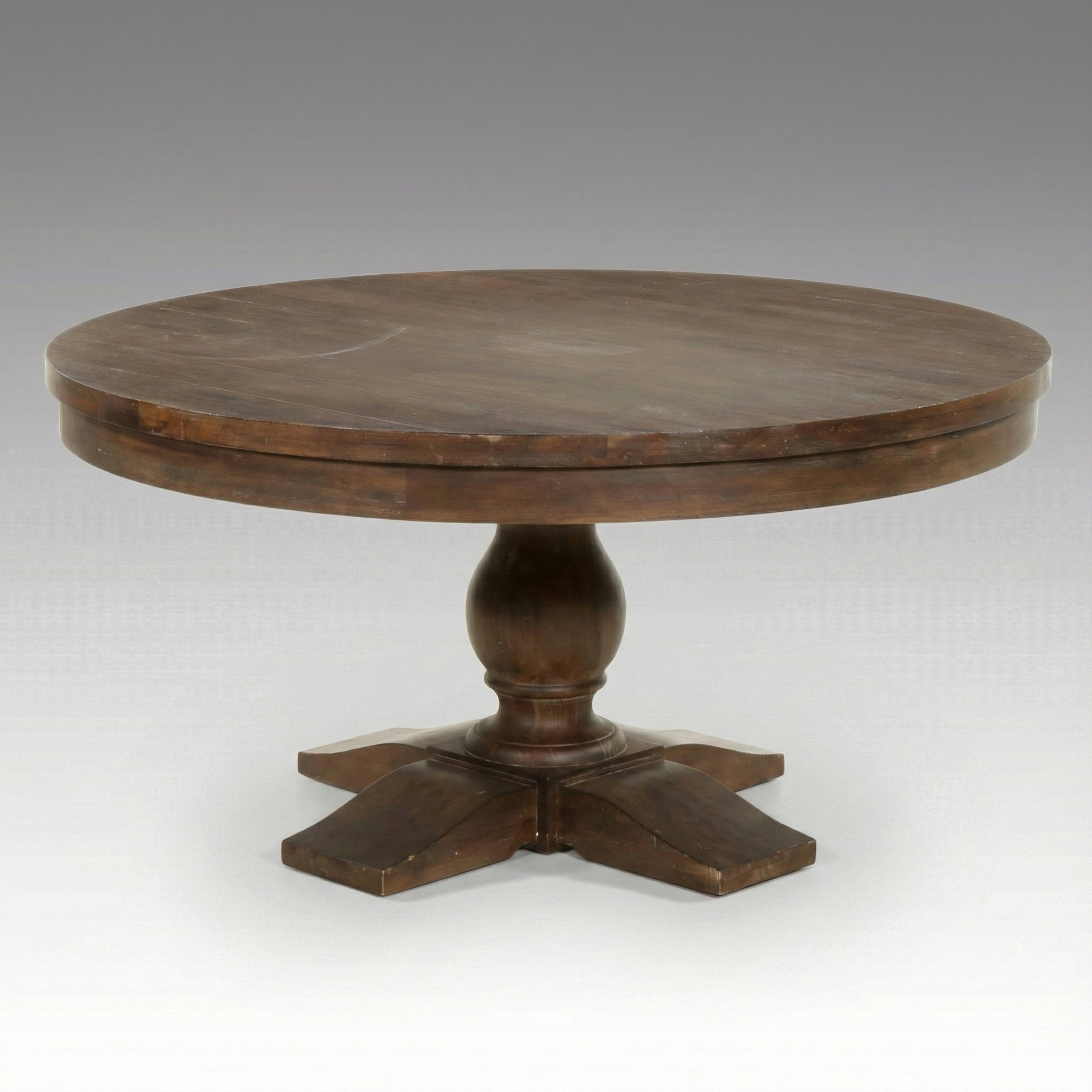 Round Wood Pedestal Dining Table, 21st Century