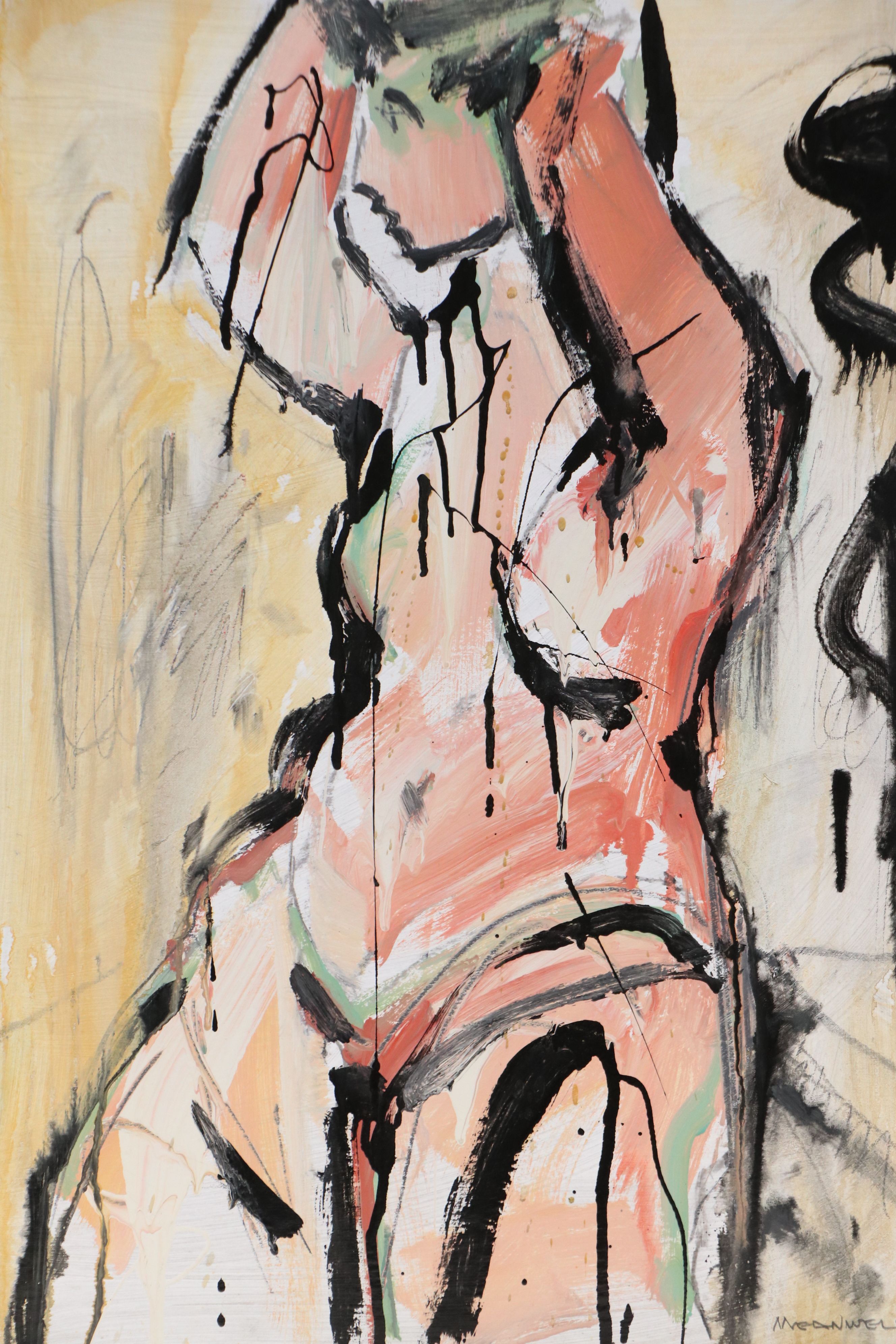 Jack Meanwell Abstract Oil Painting of Standing Figure, 1994