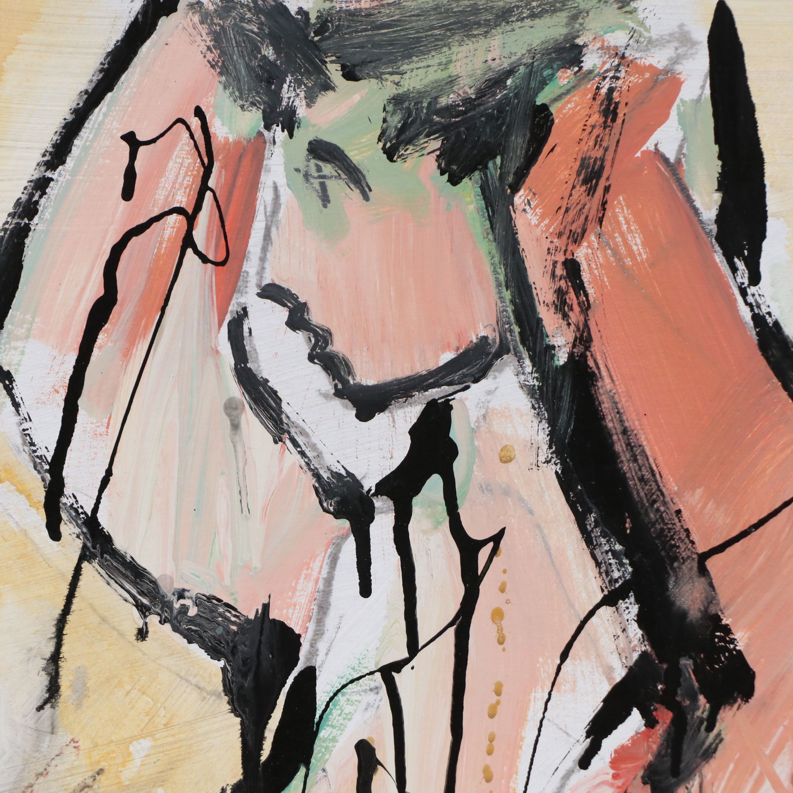 Jack Meanwell Abstract Oil Painting of Standing Figure, 1994
