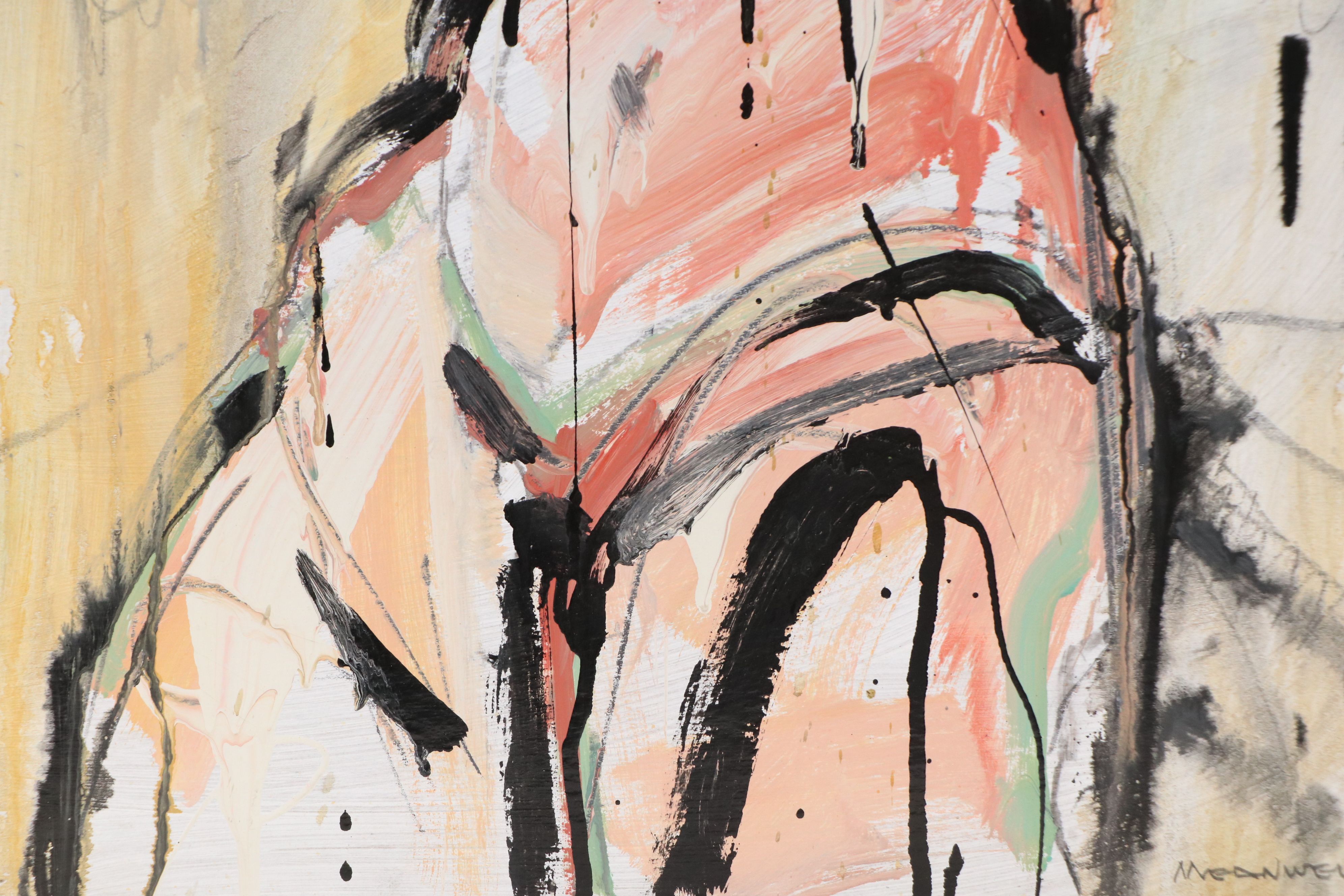 Jack Meanwell Abstract Oil Painting of Standing Figure, 1994