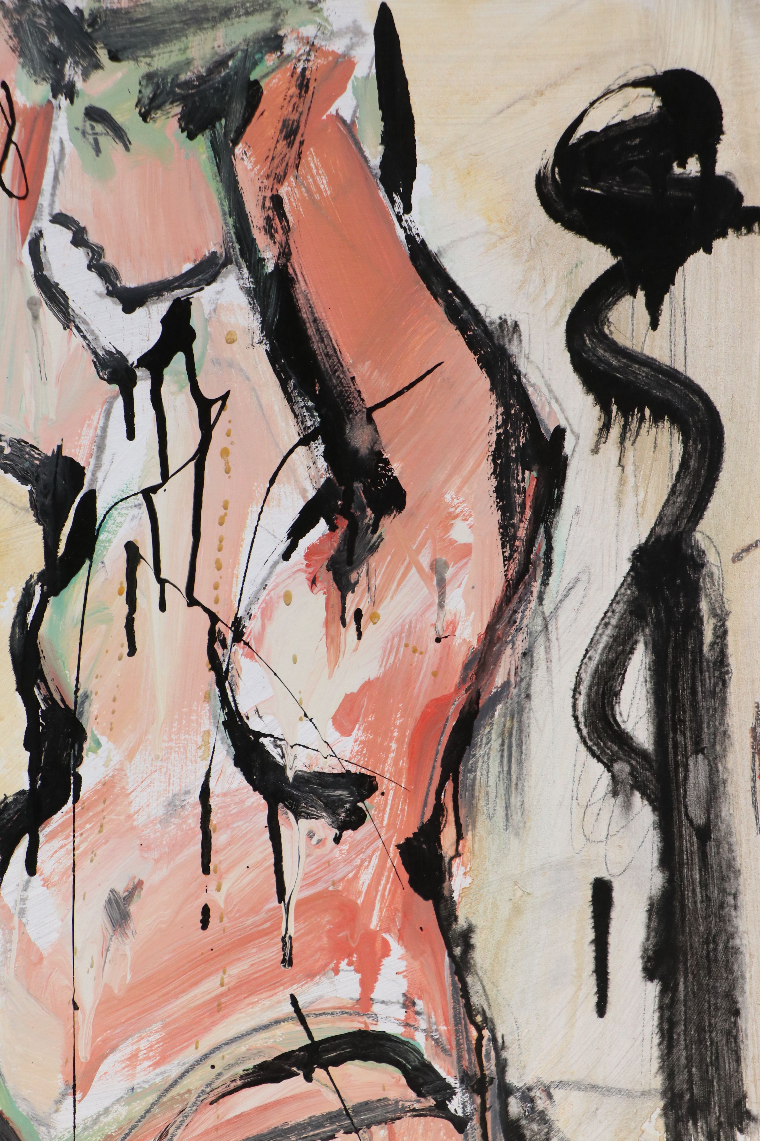 Jack Meanwell Abstract Oil Painting of Standing Figure, 1994