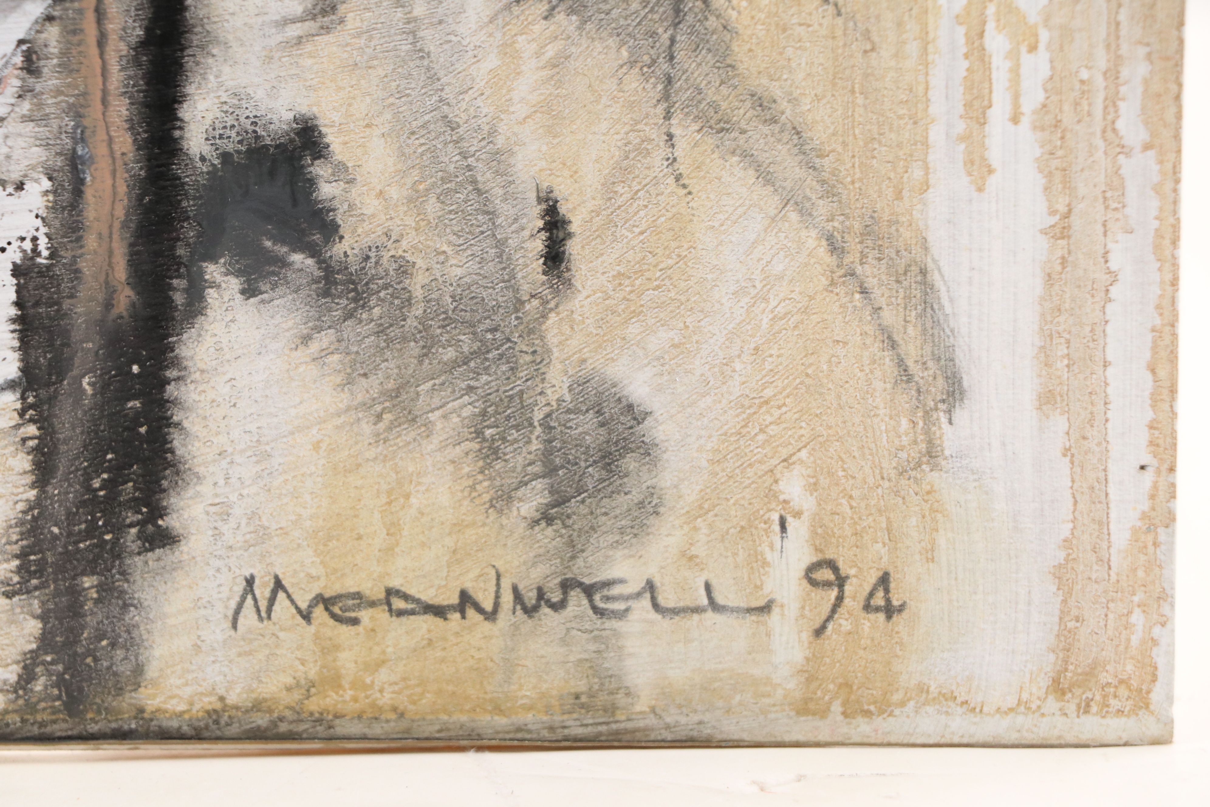 Jack Meanwell Abstract Oil Painting of Standing Figure, 1994