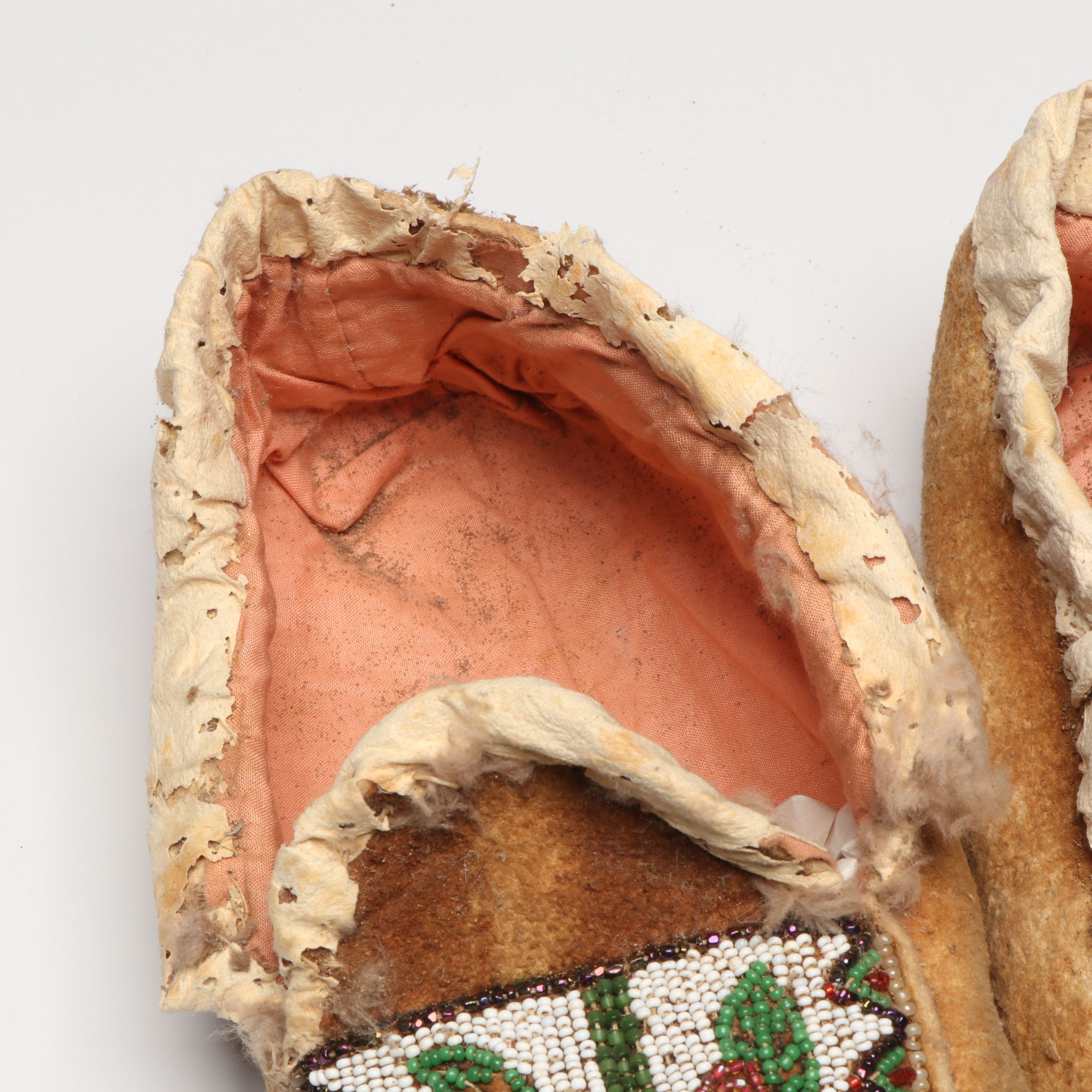 Alaskan Indigenous Hand-Beaded Hide Moccasins, 20th Century