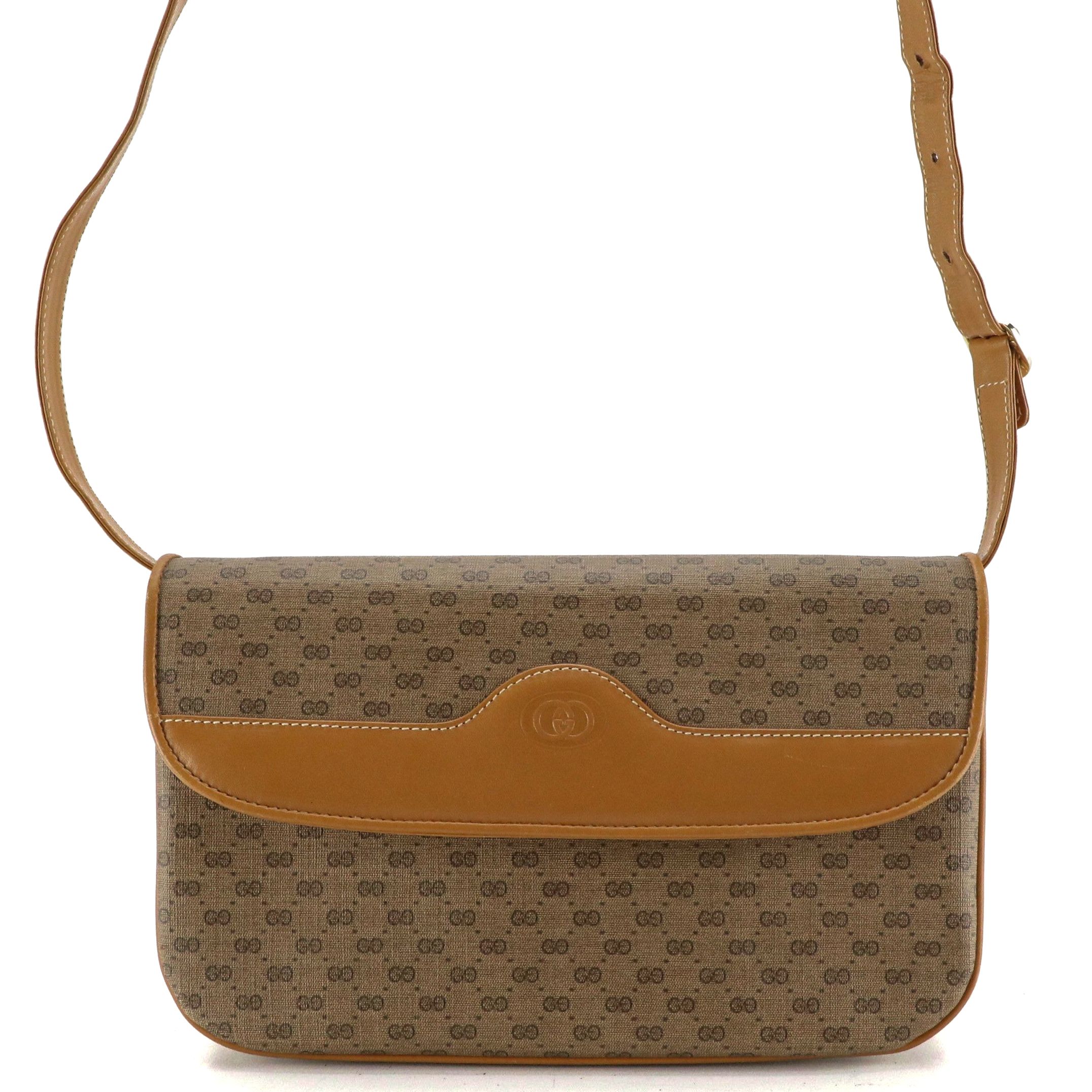 Gucci Micro GG Supreme Canvas and Tan Leather Crossbody Bag