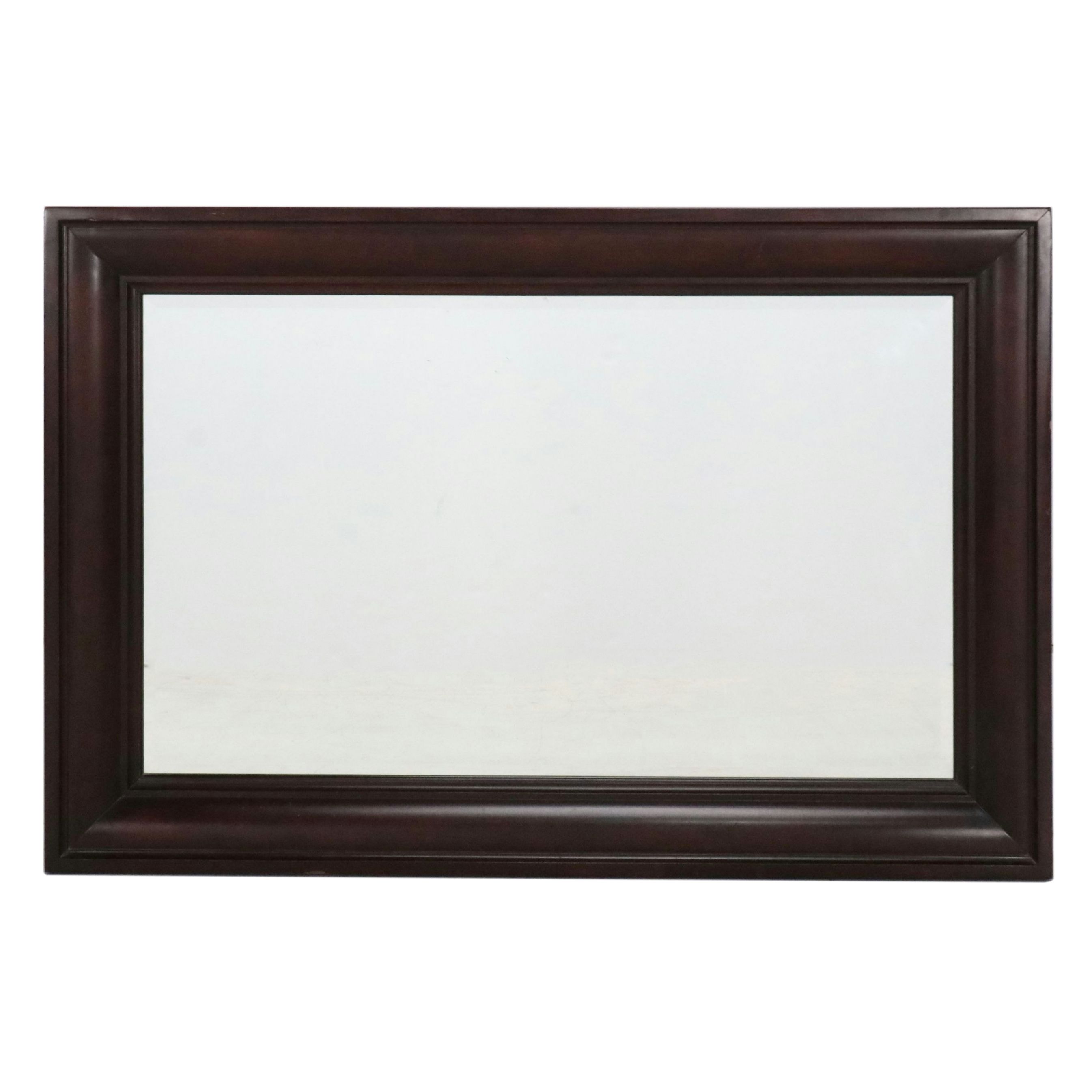 Walnut Finish Frame Rectangular Wall Mirror