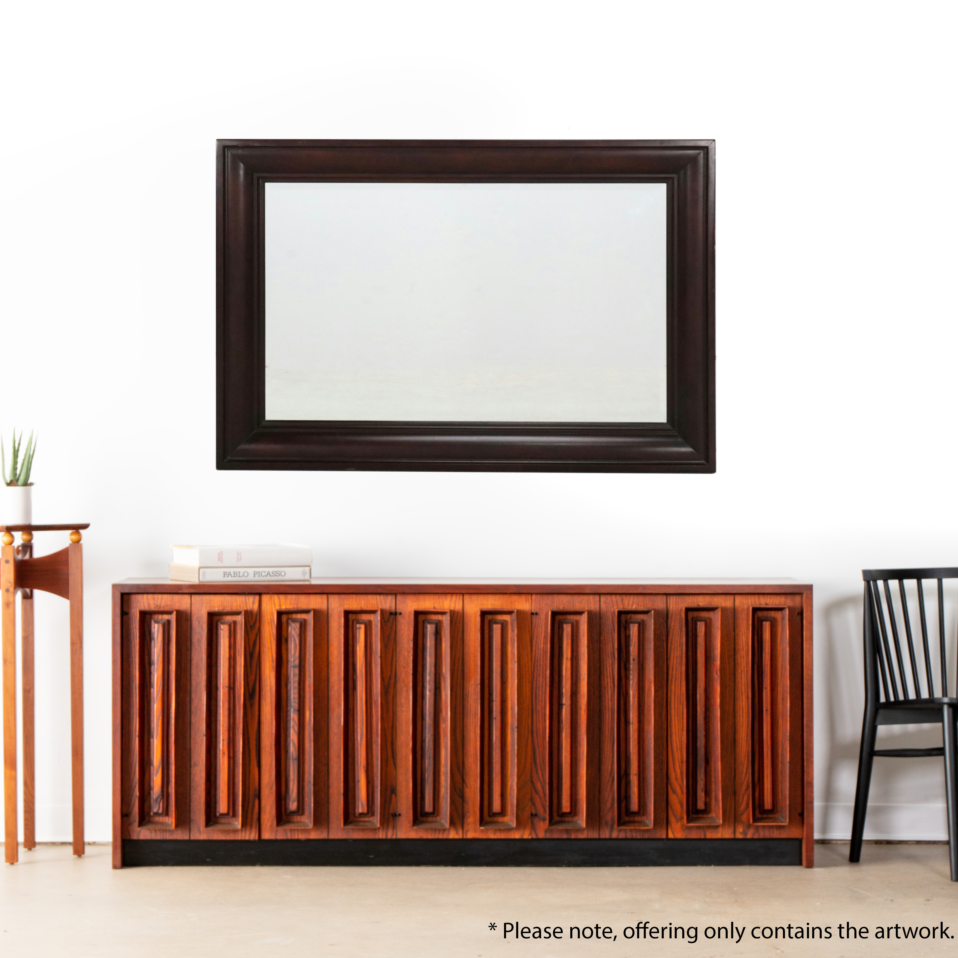 Walnut Finish Frame Rectangular Wall Mirror