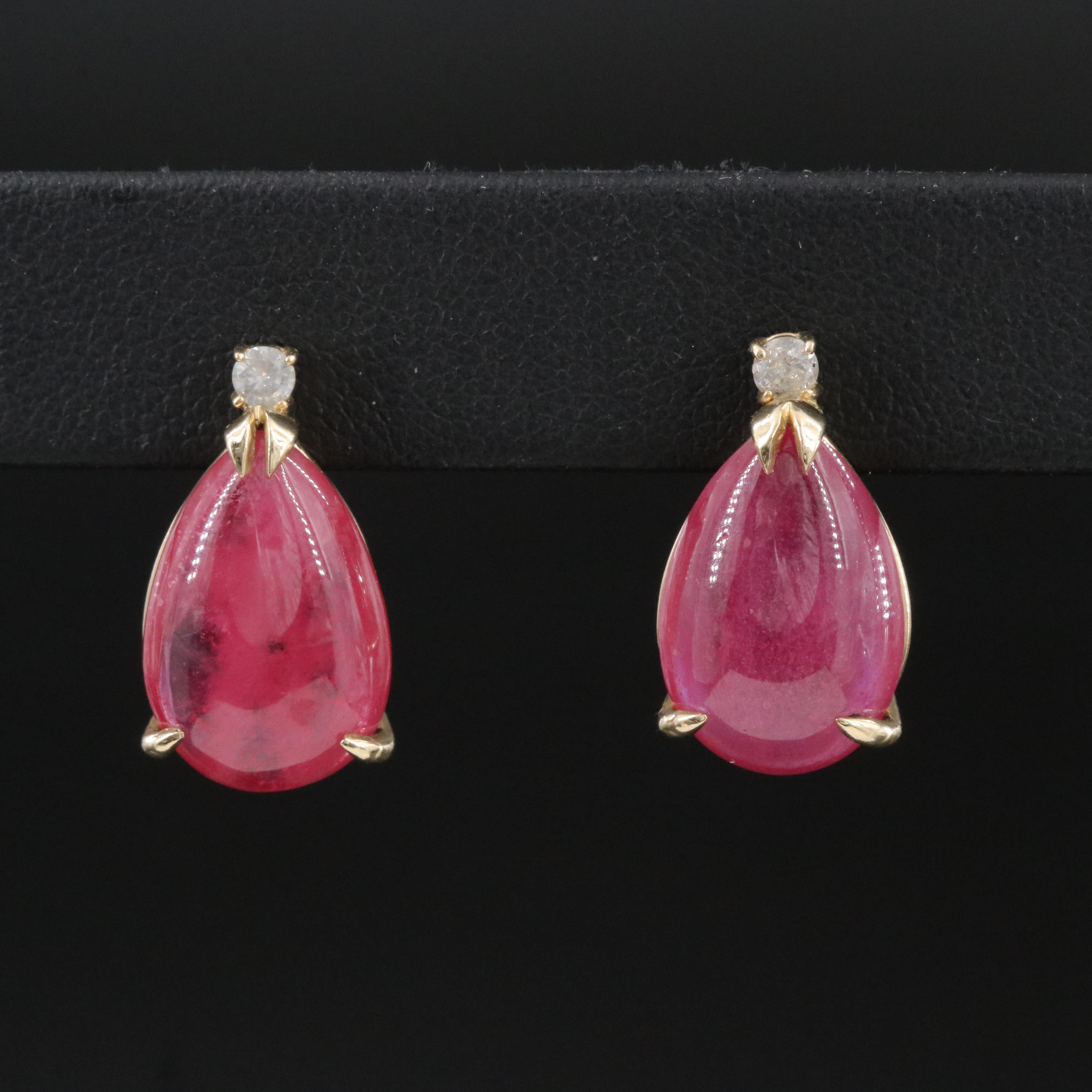 14K Filled Corundum and Diamond Drop Earrings