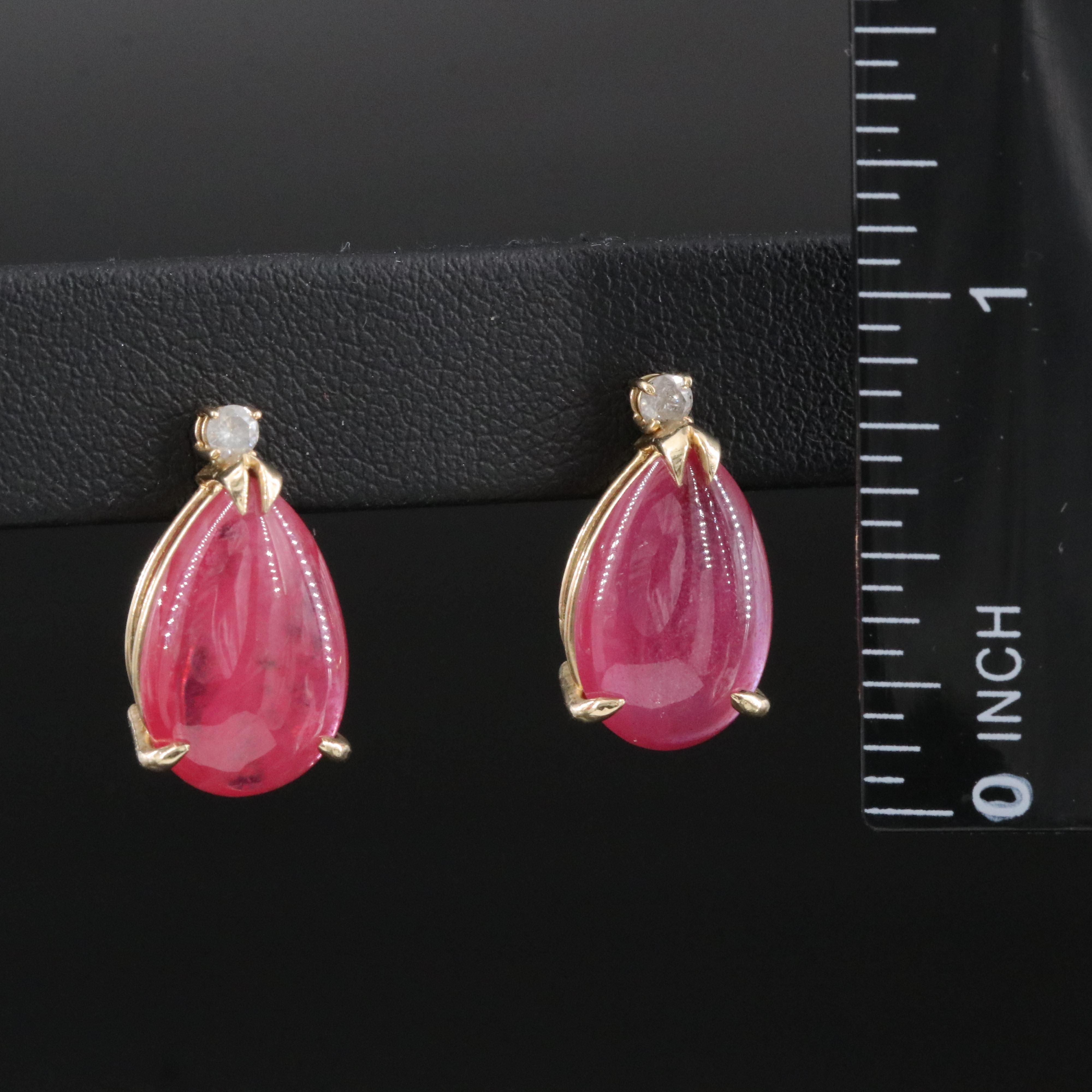 14K Filled Corundum and Diamond Drop Earrings