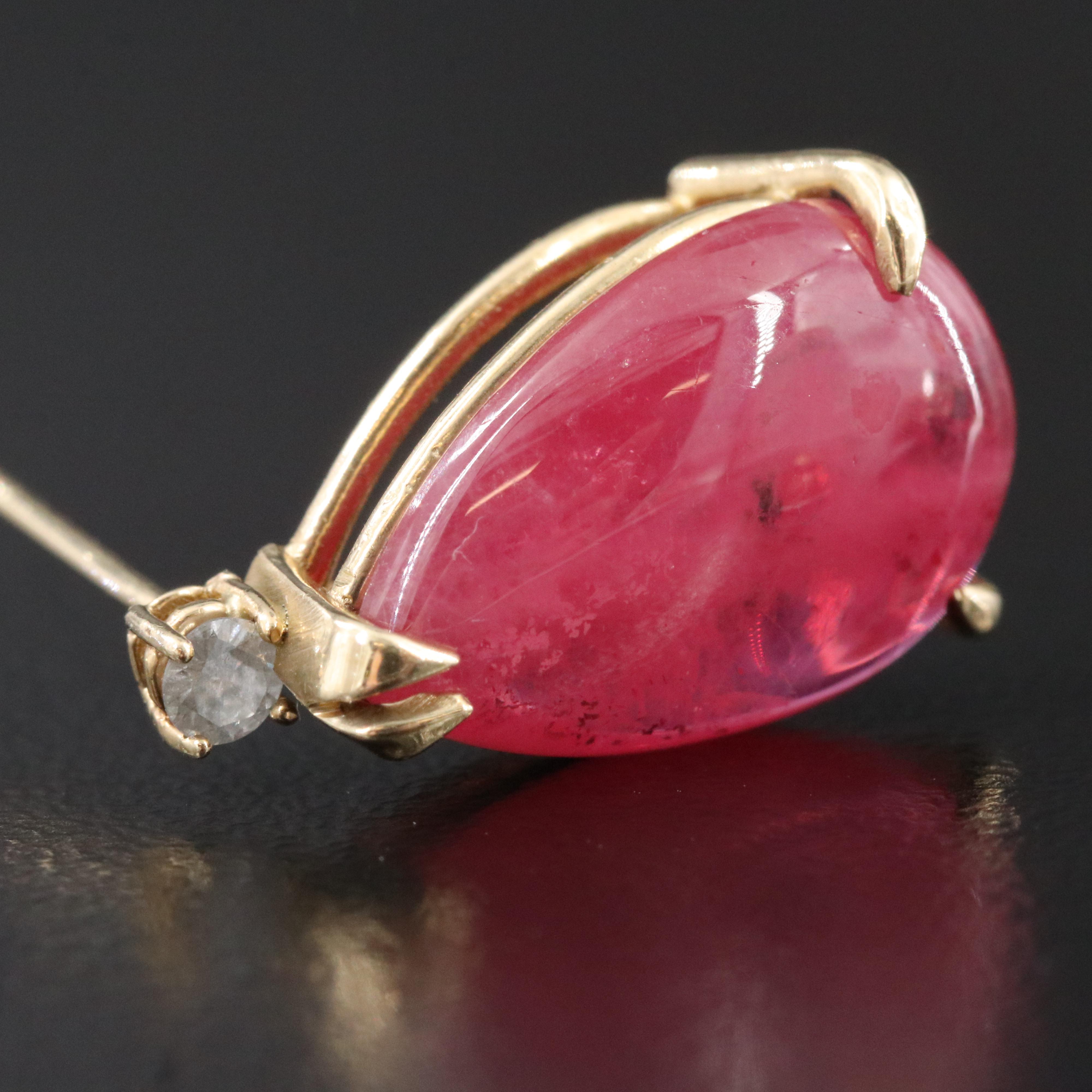 14K Filled Corundum and Diamond Drop Earrings