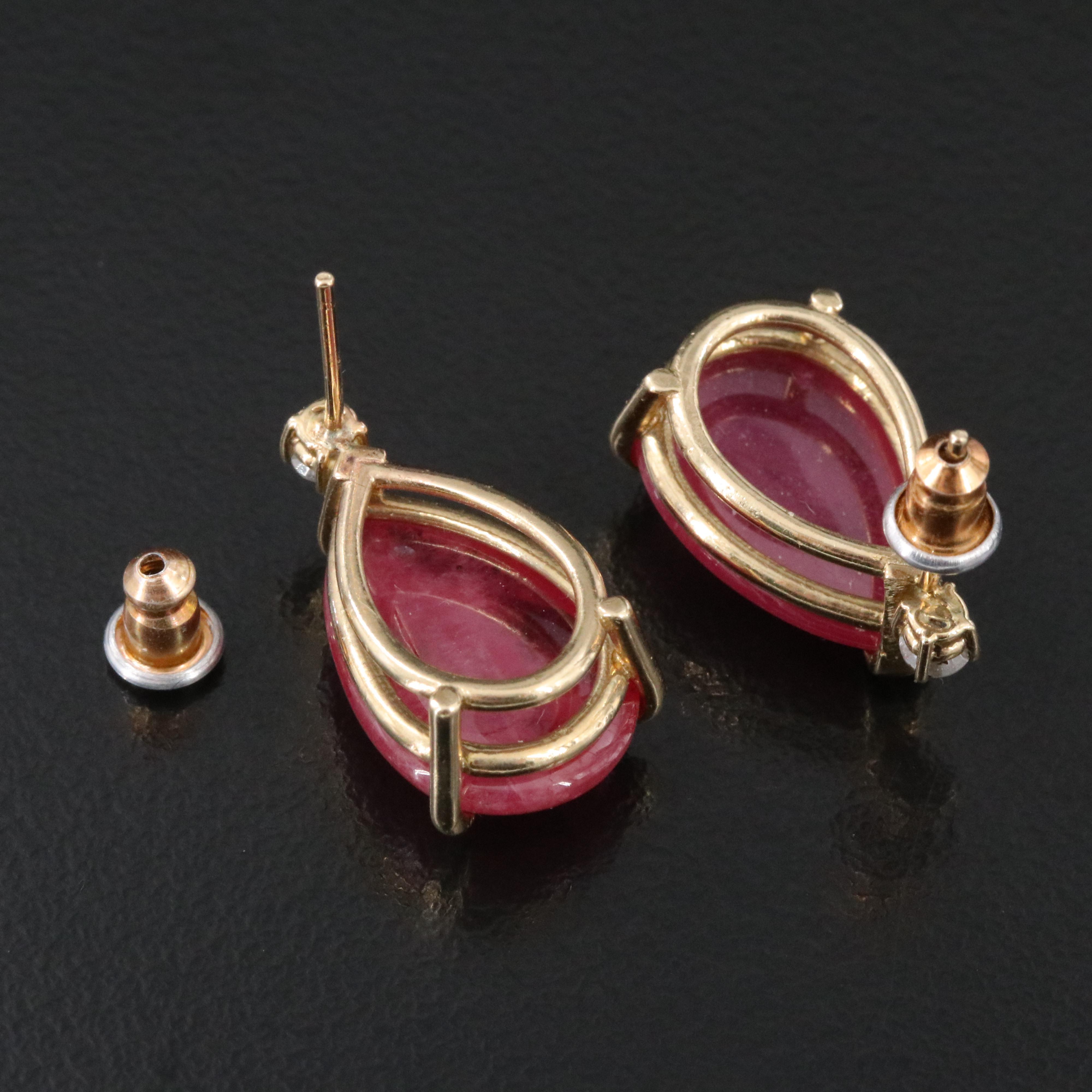 14K Filled Corundum and Diamond Drop Earrings
