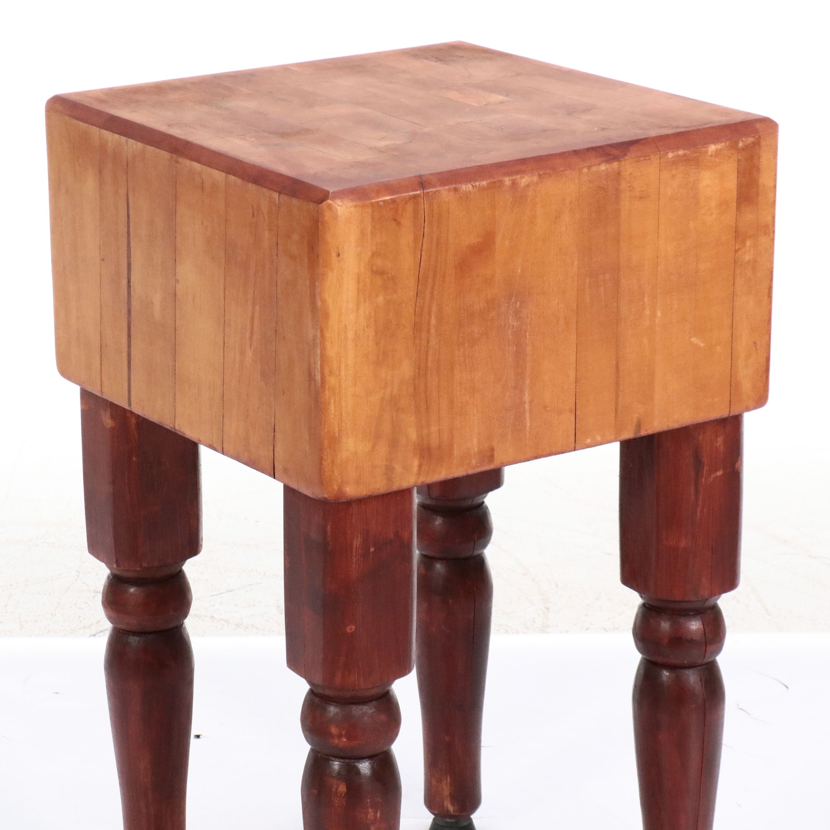 Primitive Style Wooden Free Standing Butcher's Block