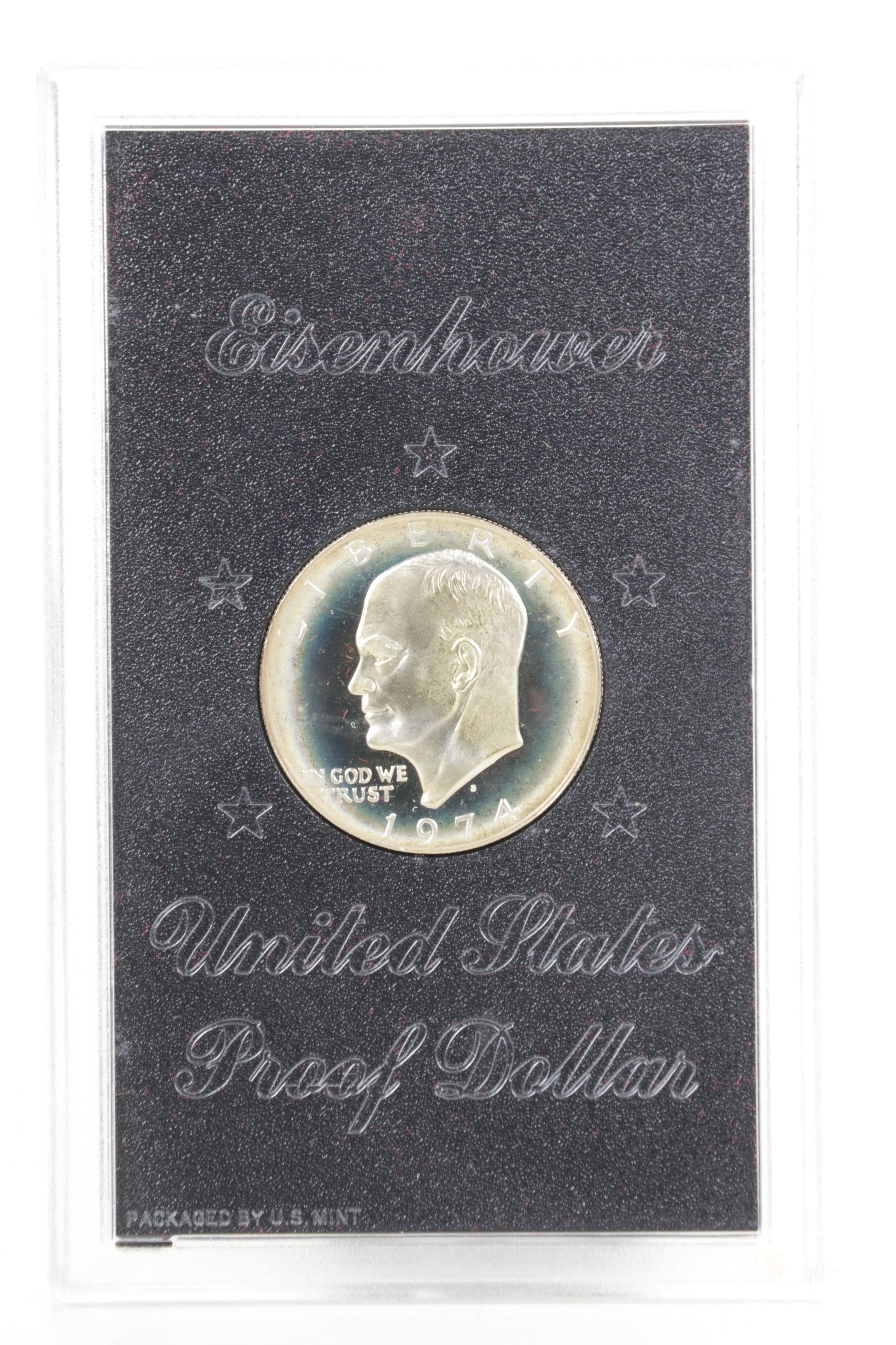 Nine Modern United States Proof Sets with Two Eisenhower Dollars