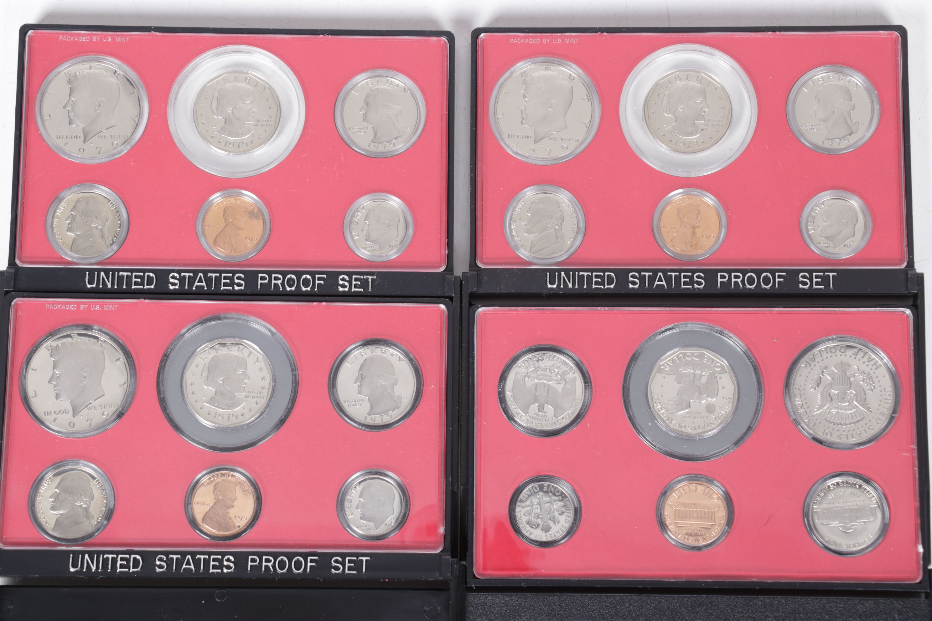 Nine Modern United States Proof Sets with Two Eisenhower Dollars