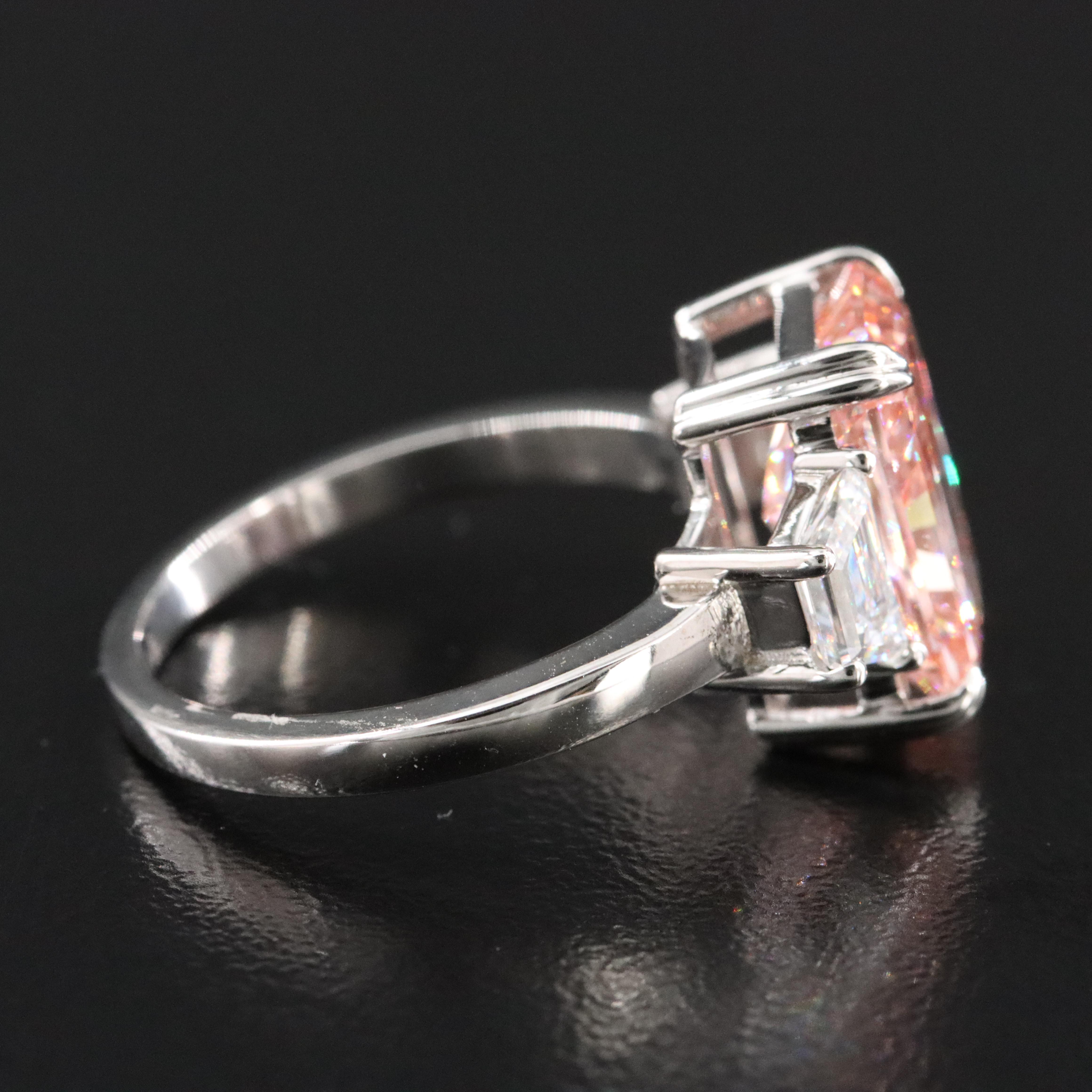 14K 4.57 CTW Lab Grown Diamond Ring with Fancy Pink Center and IGI Report