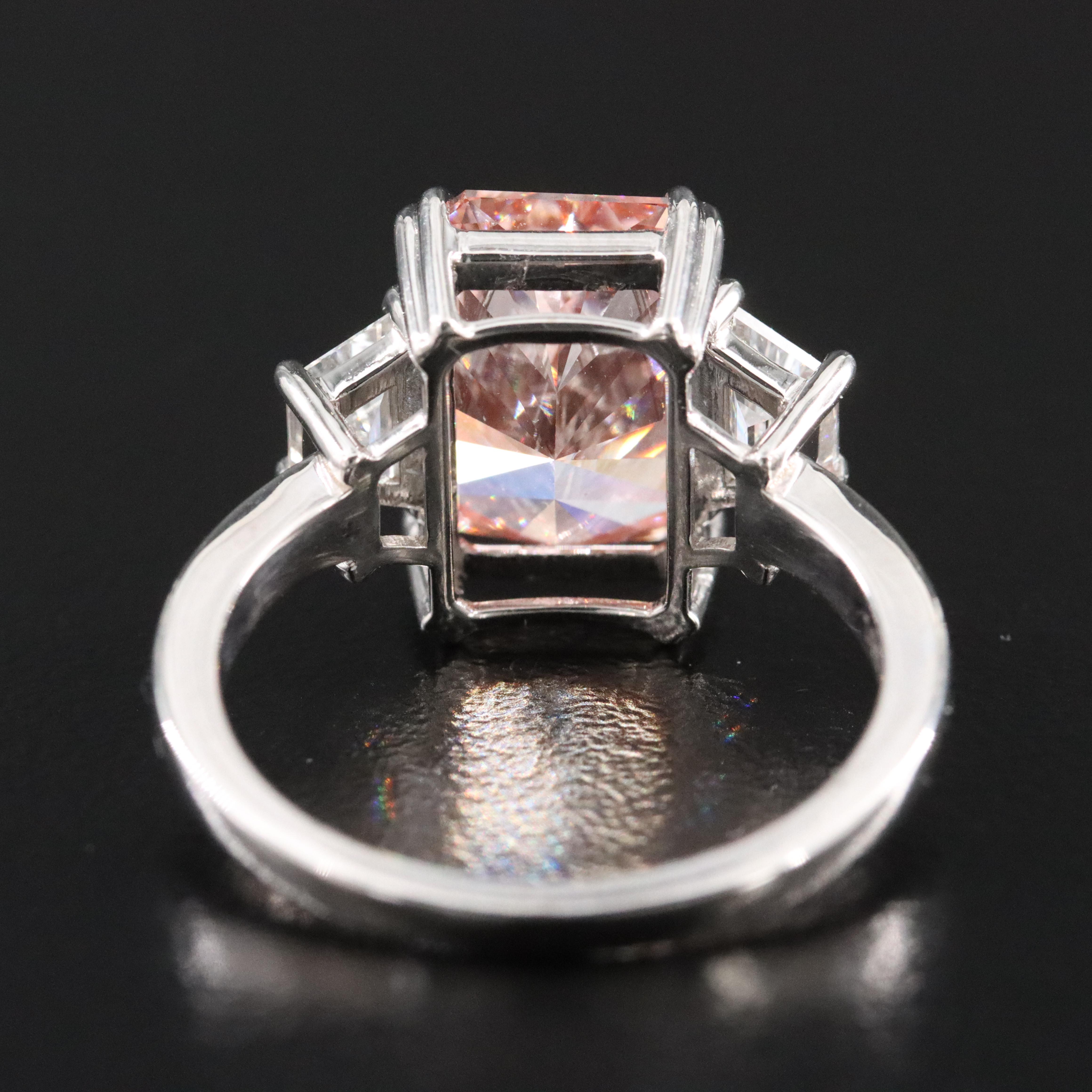 14K 4.57 CTW Lab Grown Diamond Ring with Fancy Pink Center and IGI Report