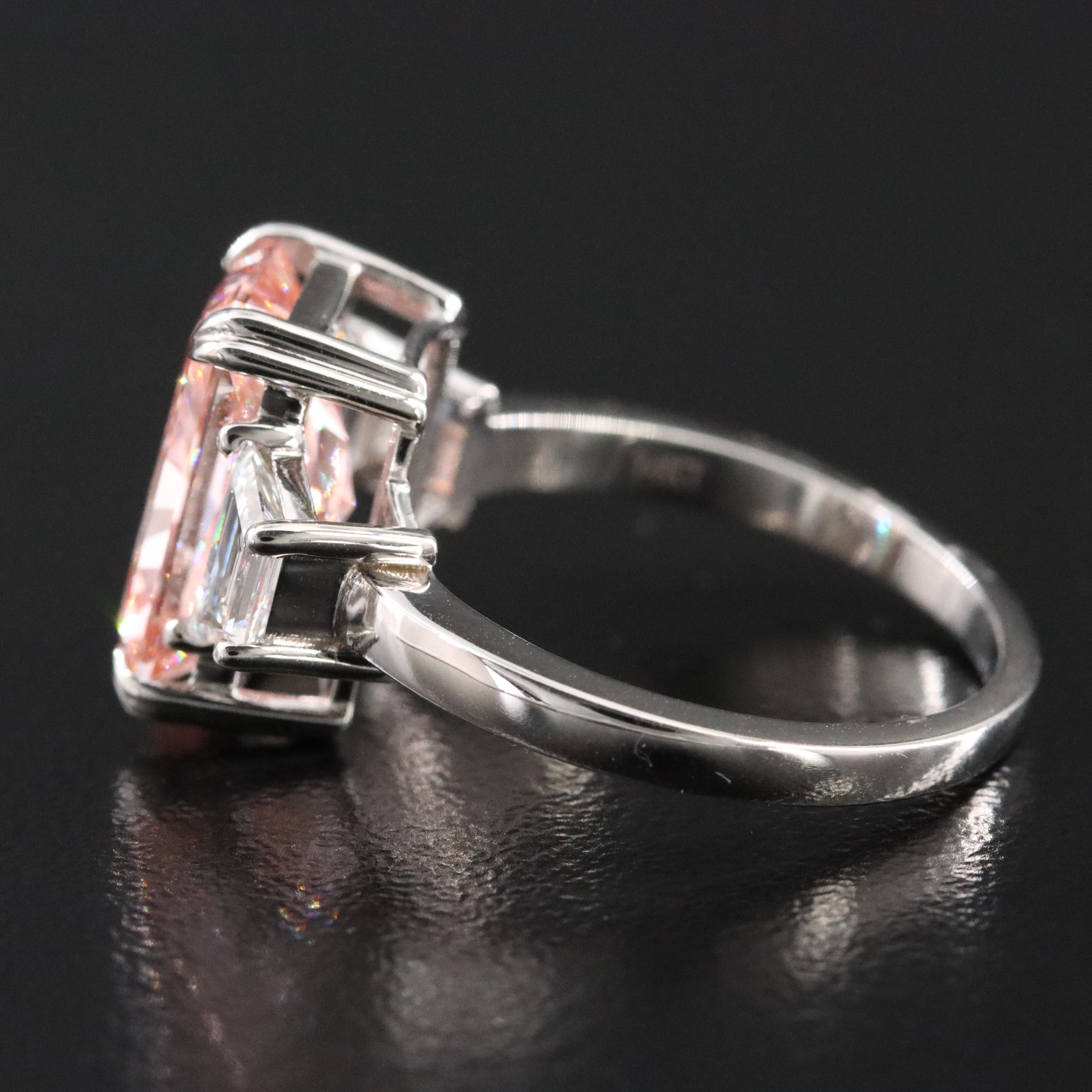 14K 4.57 CTW Lab Grown Diamond Ring with Fancy Pink Center and IGI Report