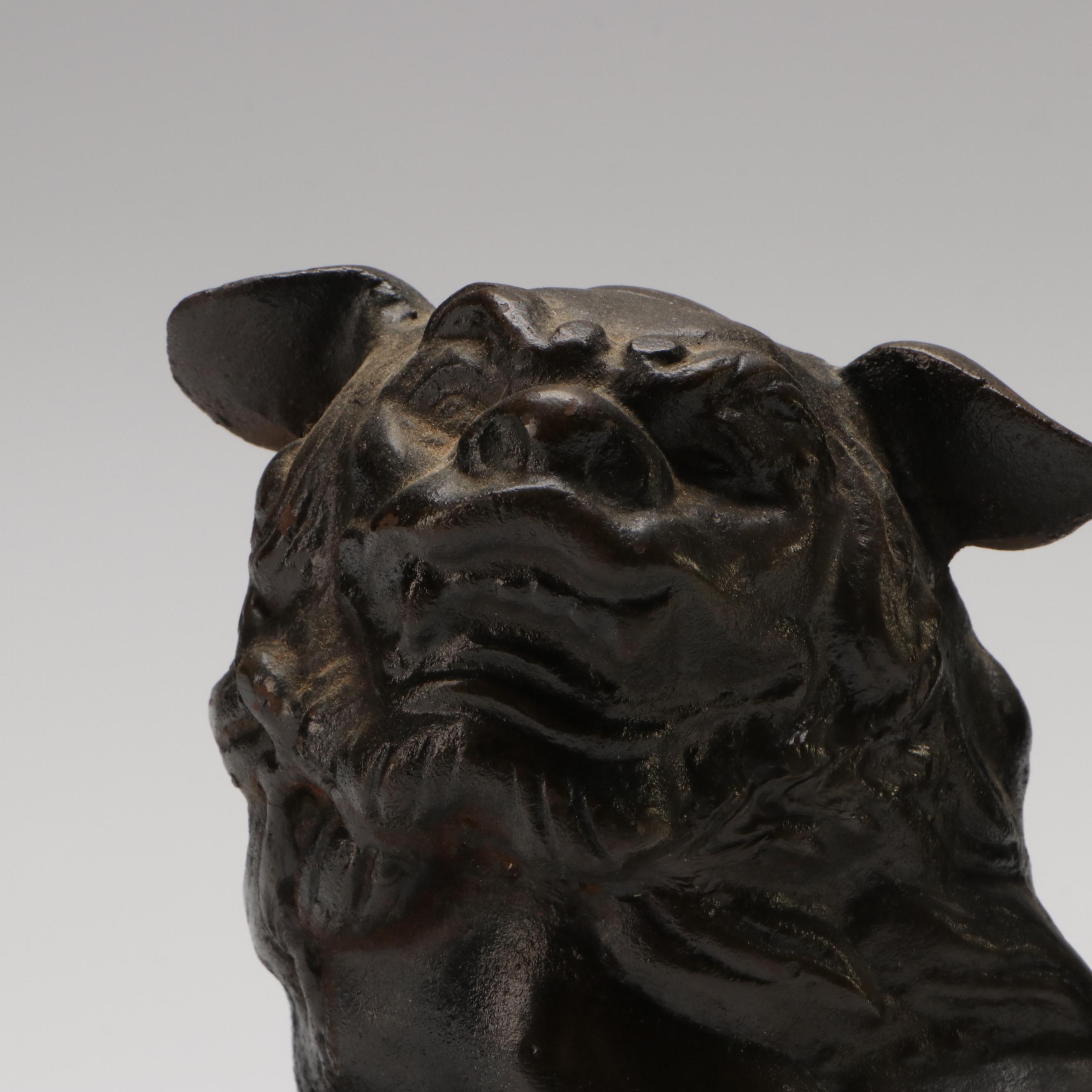 Cast Metal Male Guardian Lion with Ball Censer