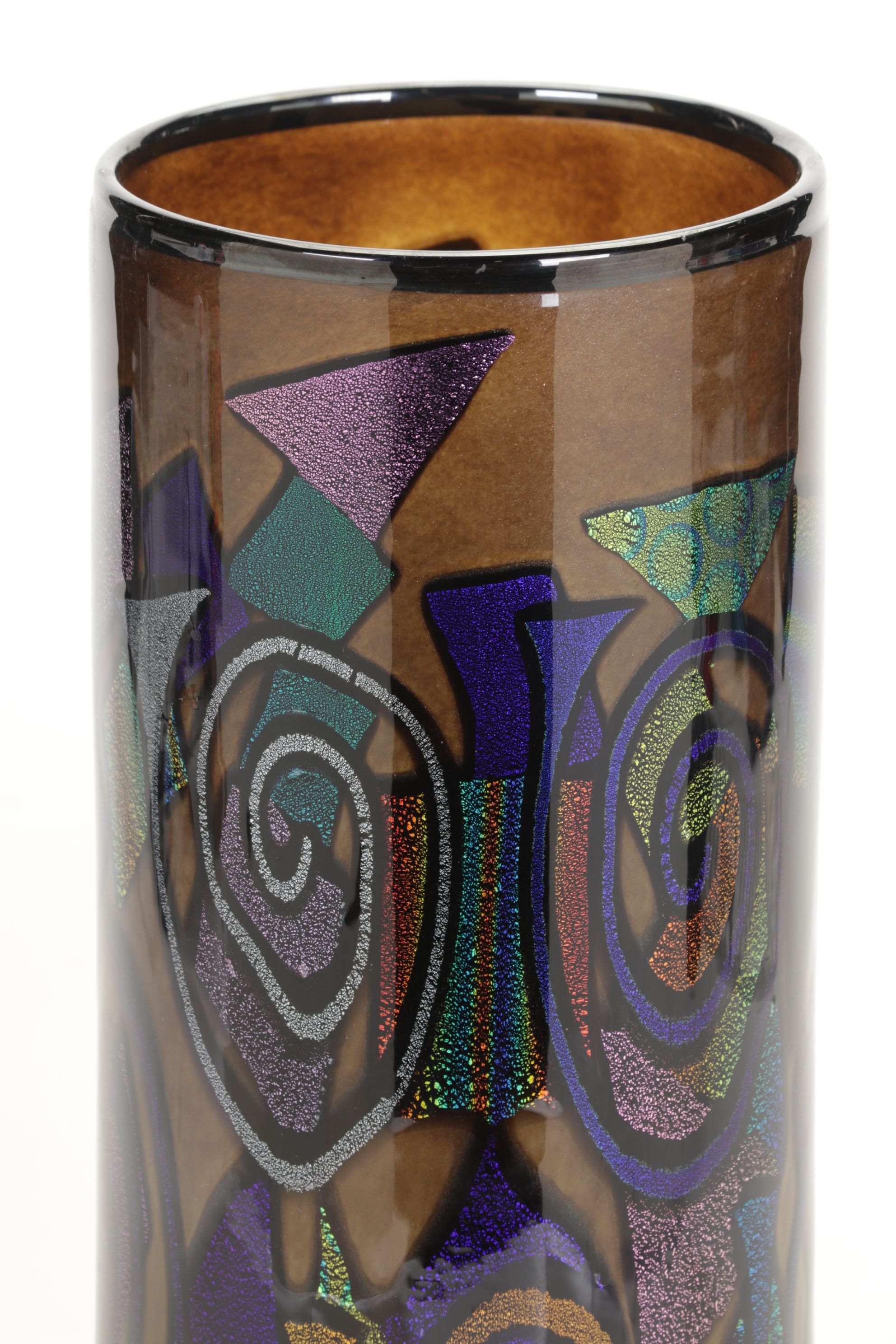 Mad Art Studio Iridescent Swirl Glass Cylinder Vase