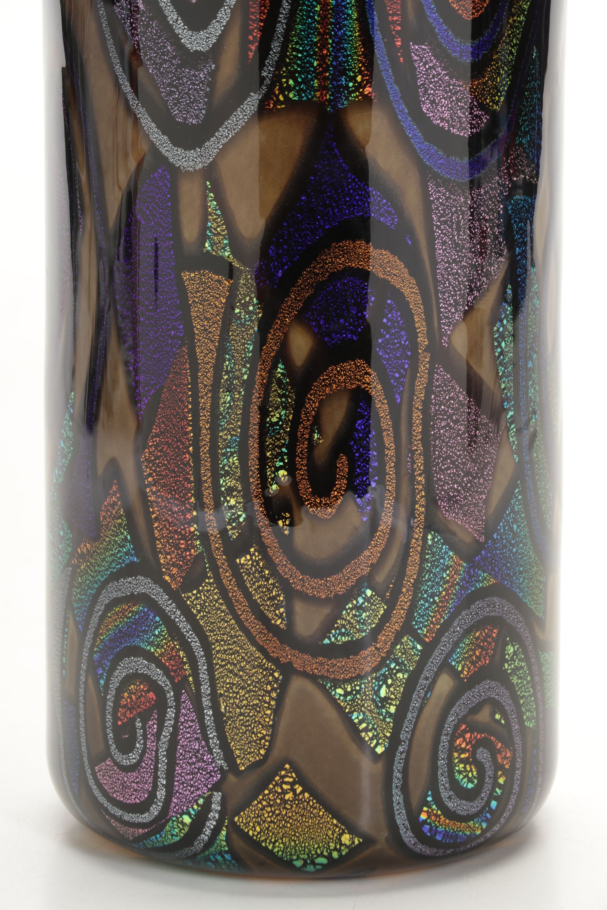 Mad Art Studio Iridescent Swirl Glass Cylinder Vase