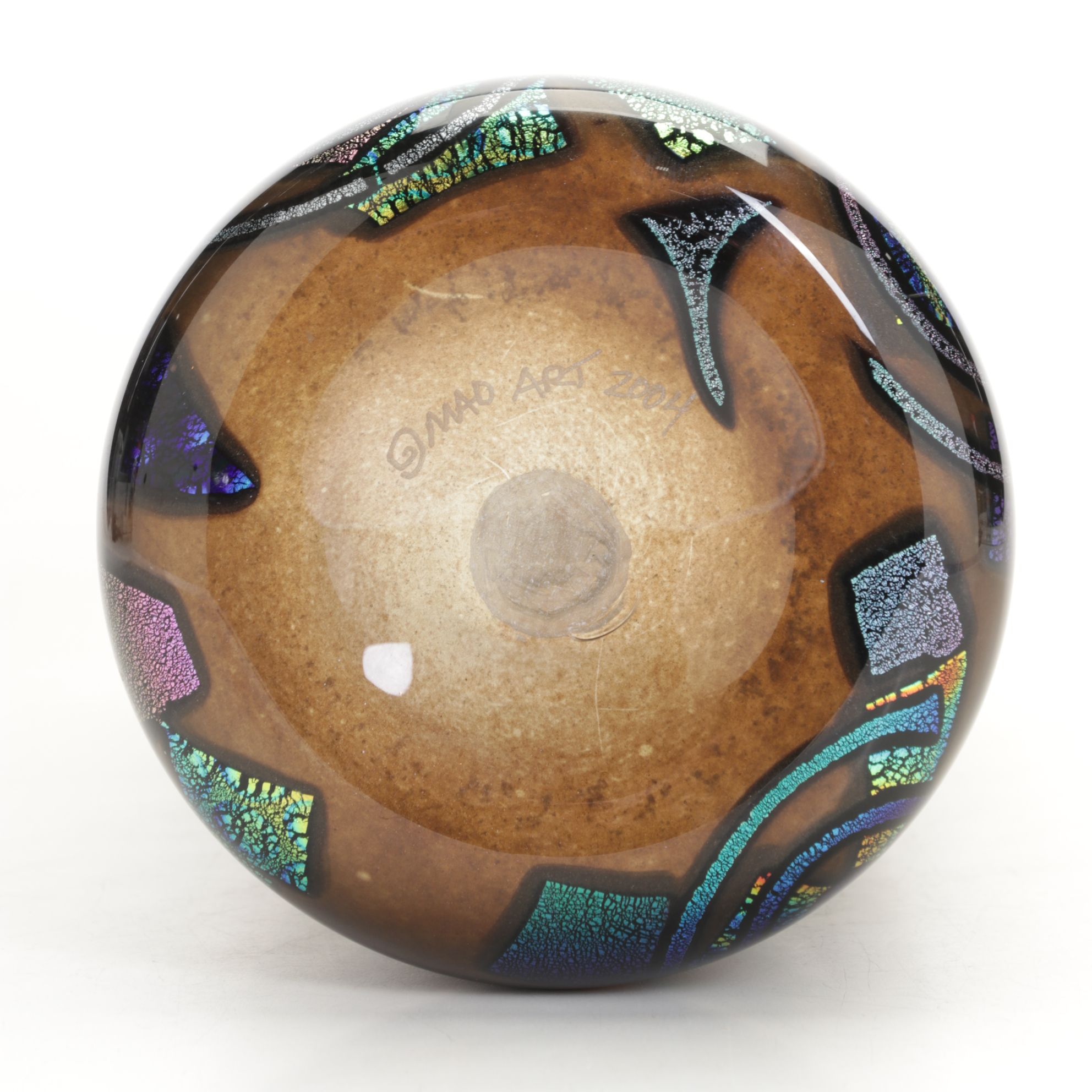 Mad Art Studio Iridescent Swirl Glass Cylinder Vase