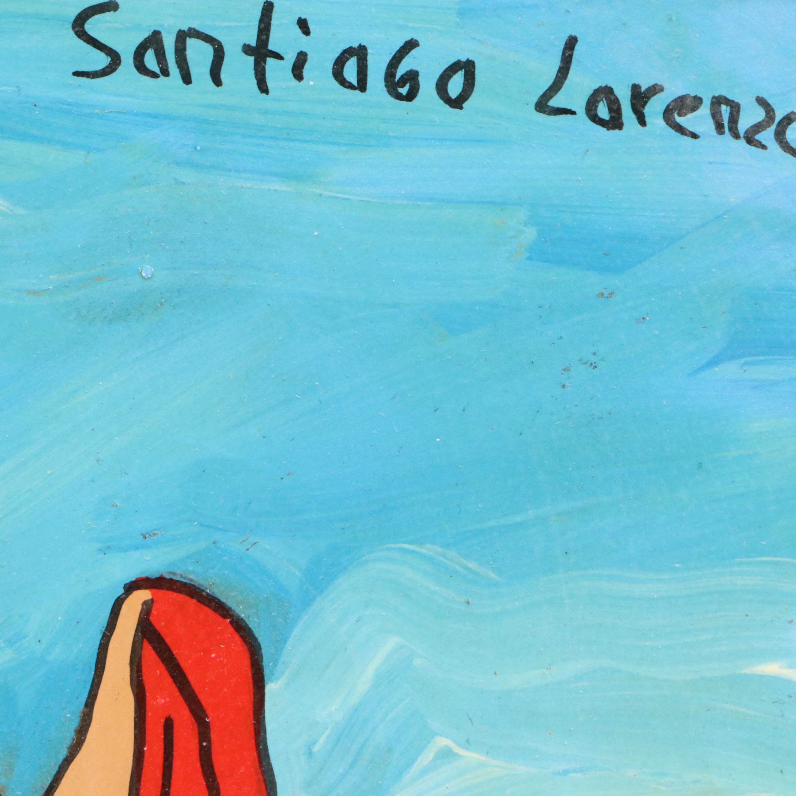 Santiago Lorenzo Mexican Folk Art Painting "San Martin Caballero"