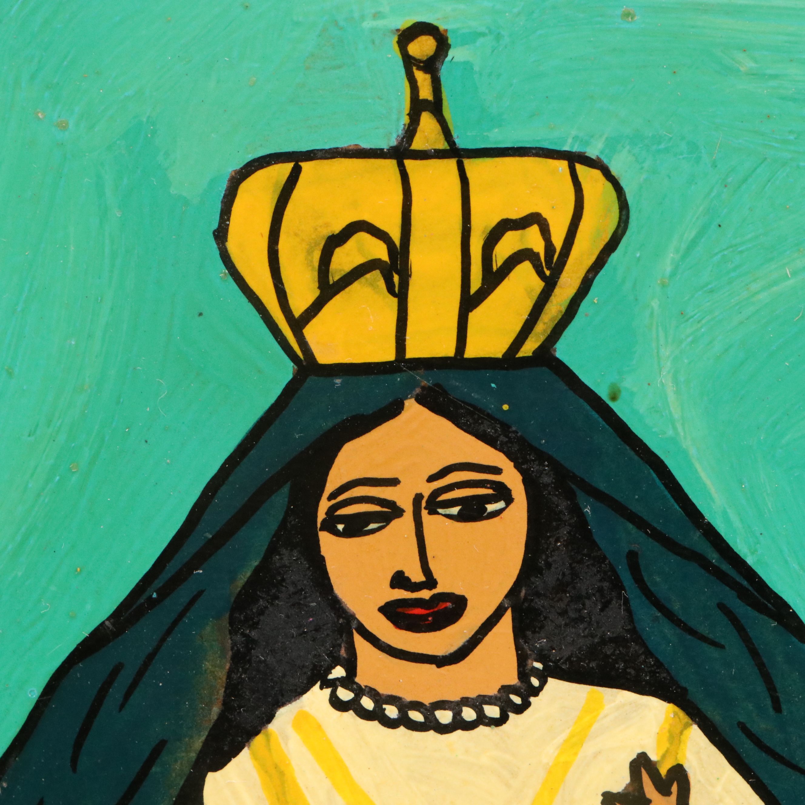 Santiago Lorenzo Mexican Folk Art Painting "Nuestra Señora de la Candelaria"