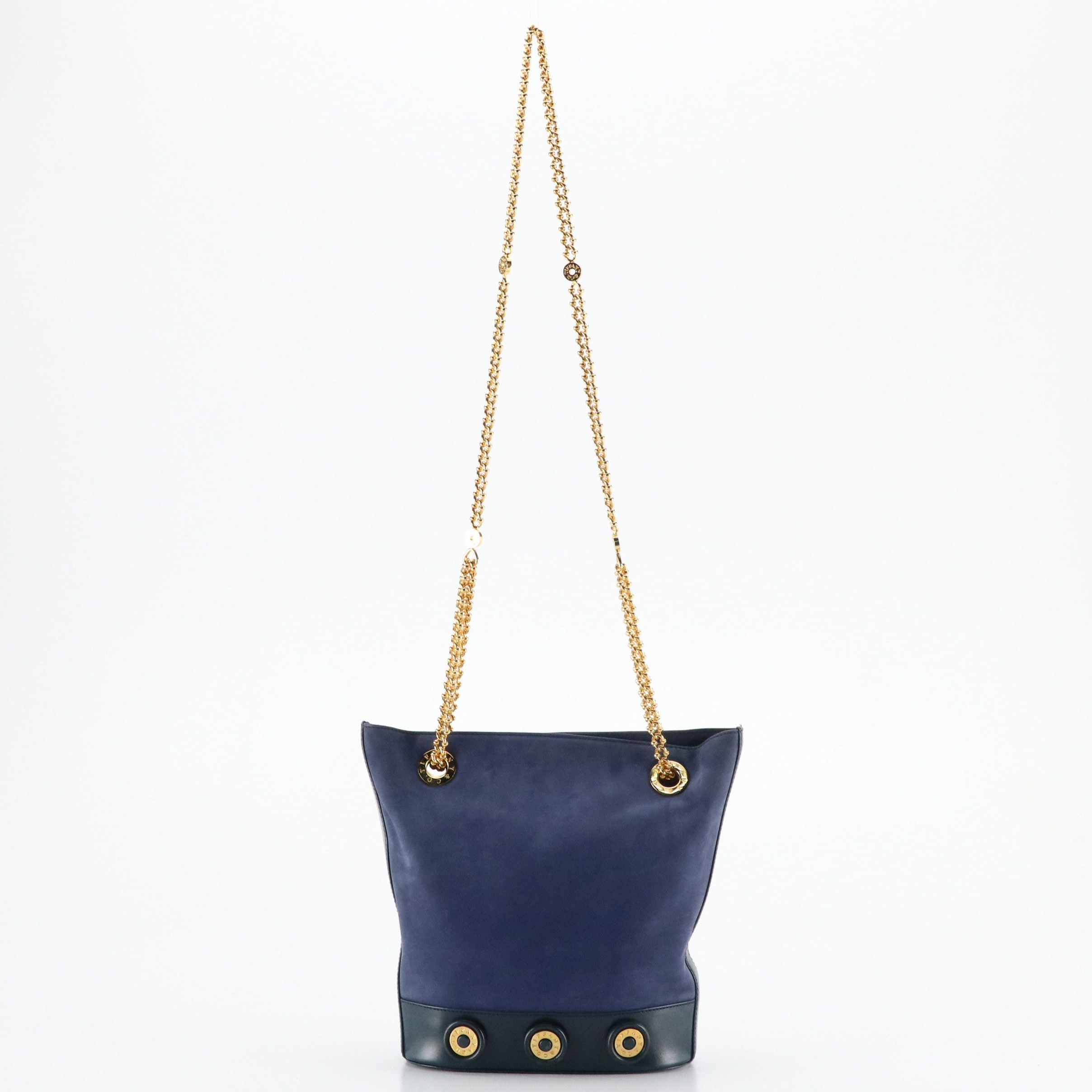 Tiffany & Co. Chain Link Bucket Bag in Blue Suede and Leather
