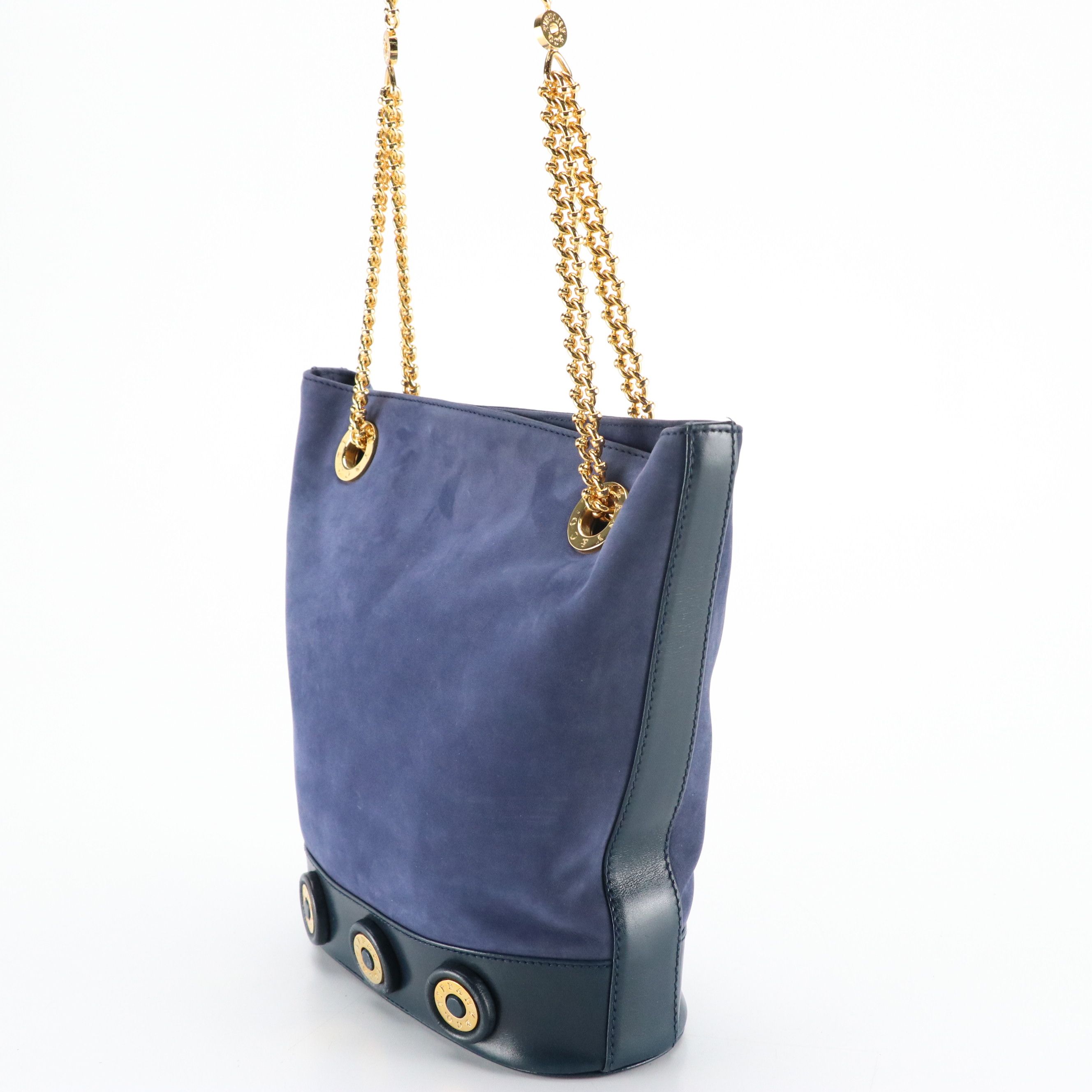 Tiffany & Co. Chain Link Bucket Bag in Blue Suede and Leather