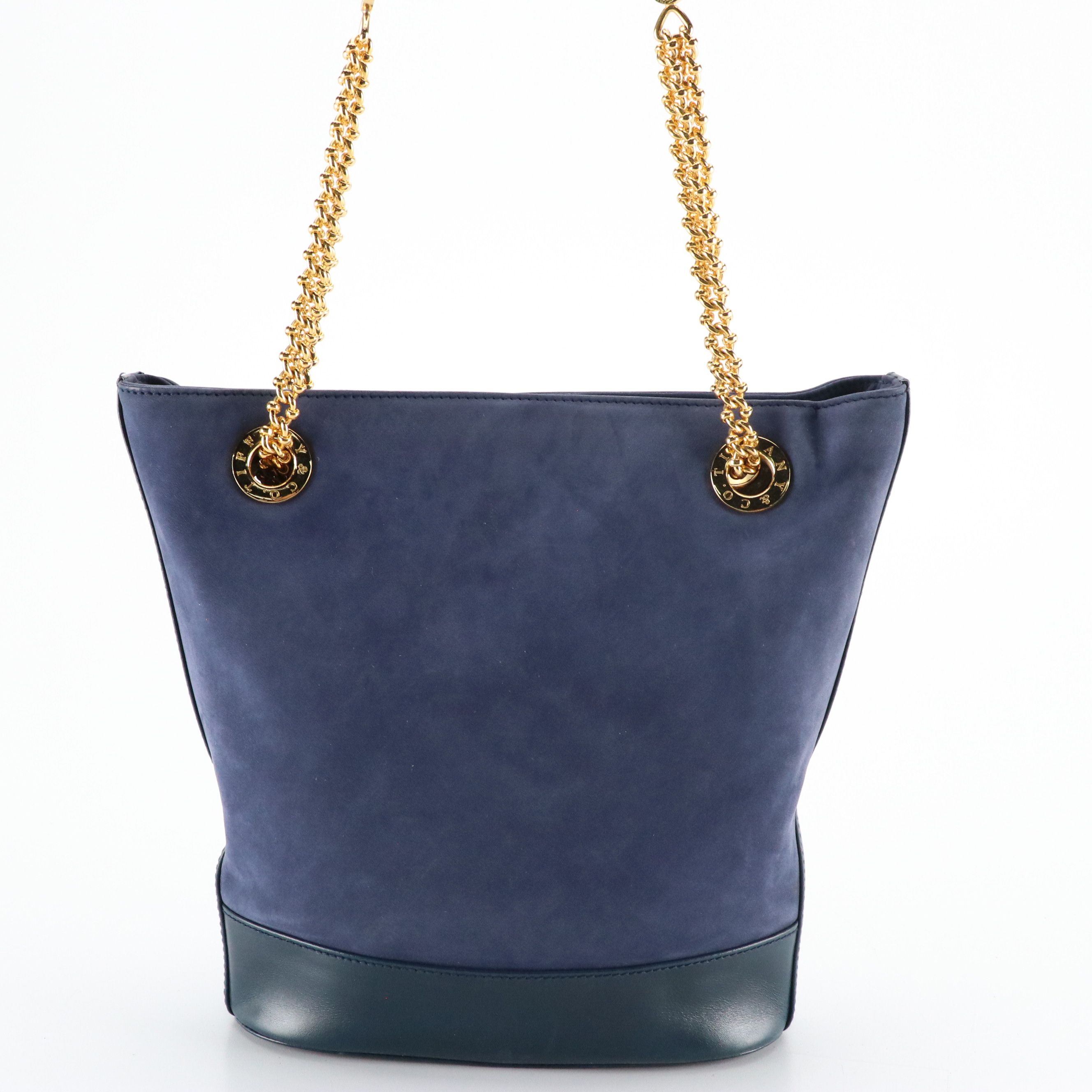 Tiffany & Co. Chain Link Bucket Bag in Blue Suede and Leather