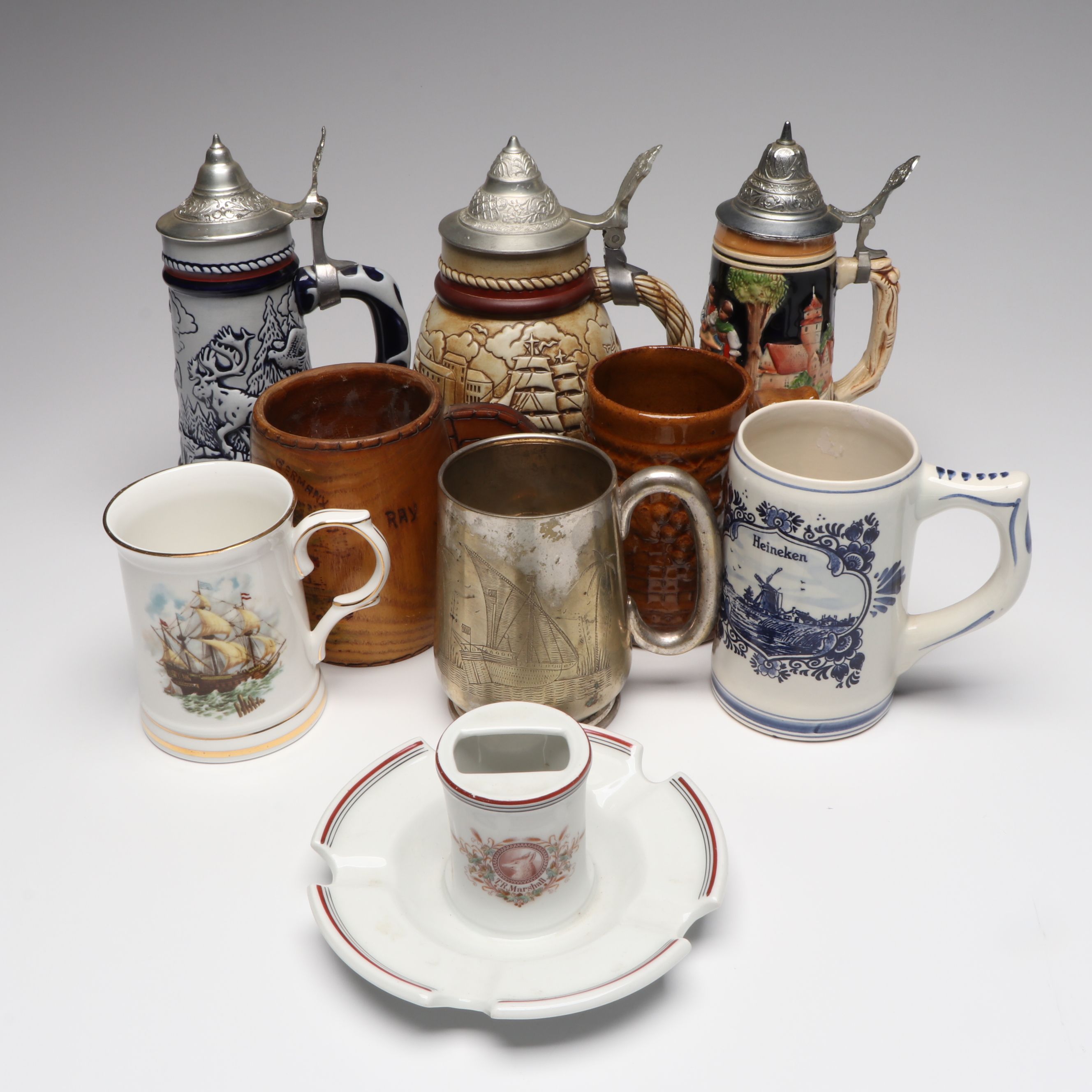 Avon Brazilian Nautical and Wildlife Themed Steins with Other Handmade Beer Mugs