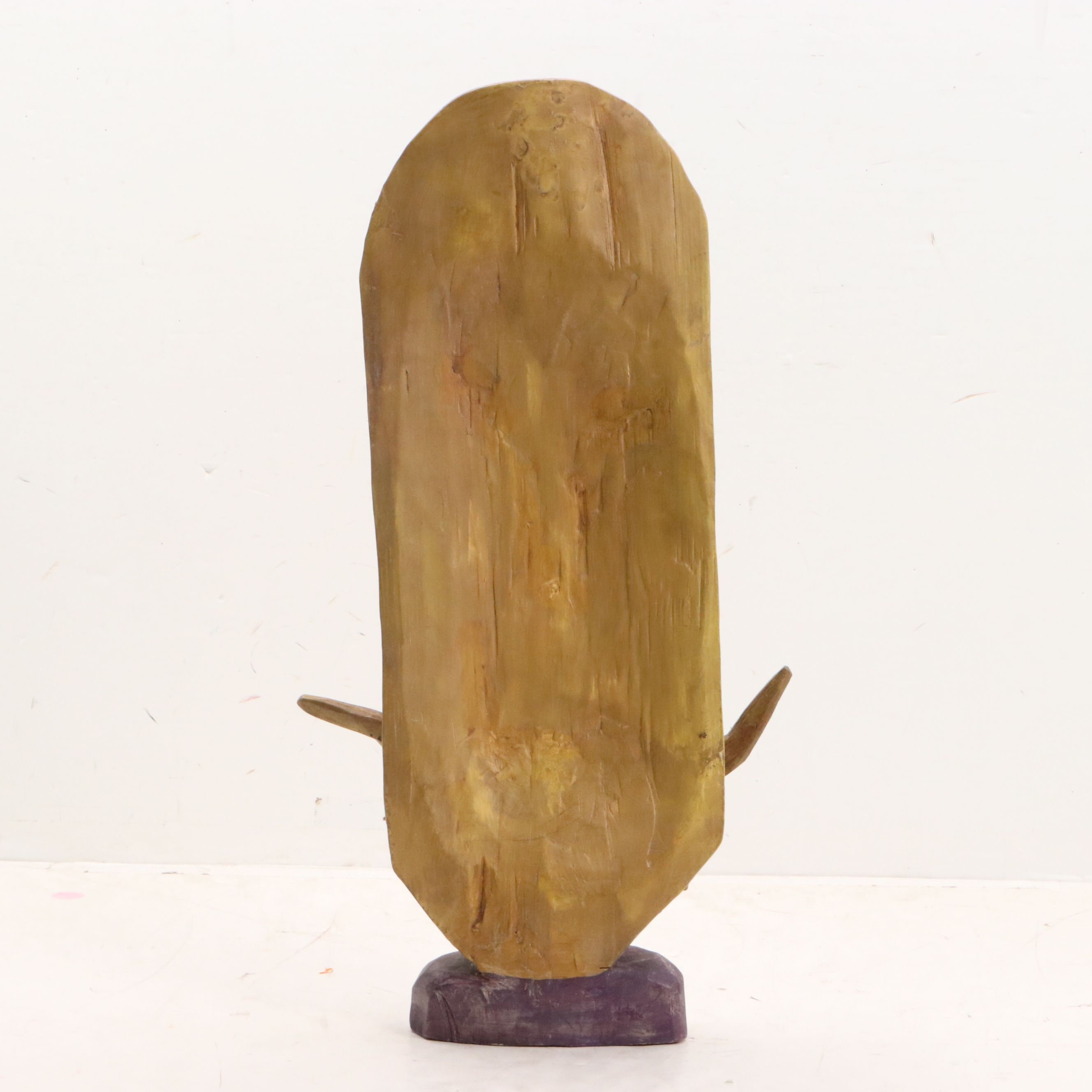 Mexican Folk Art Polychrome Carved Wood "Our Lady of Guadalupe"