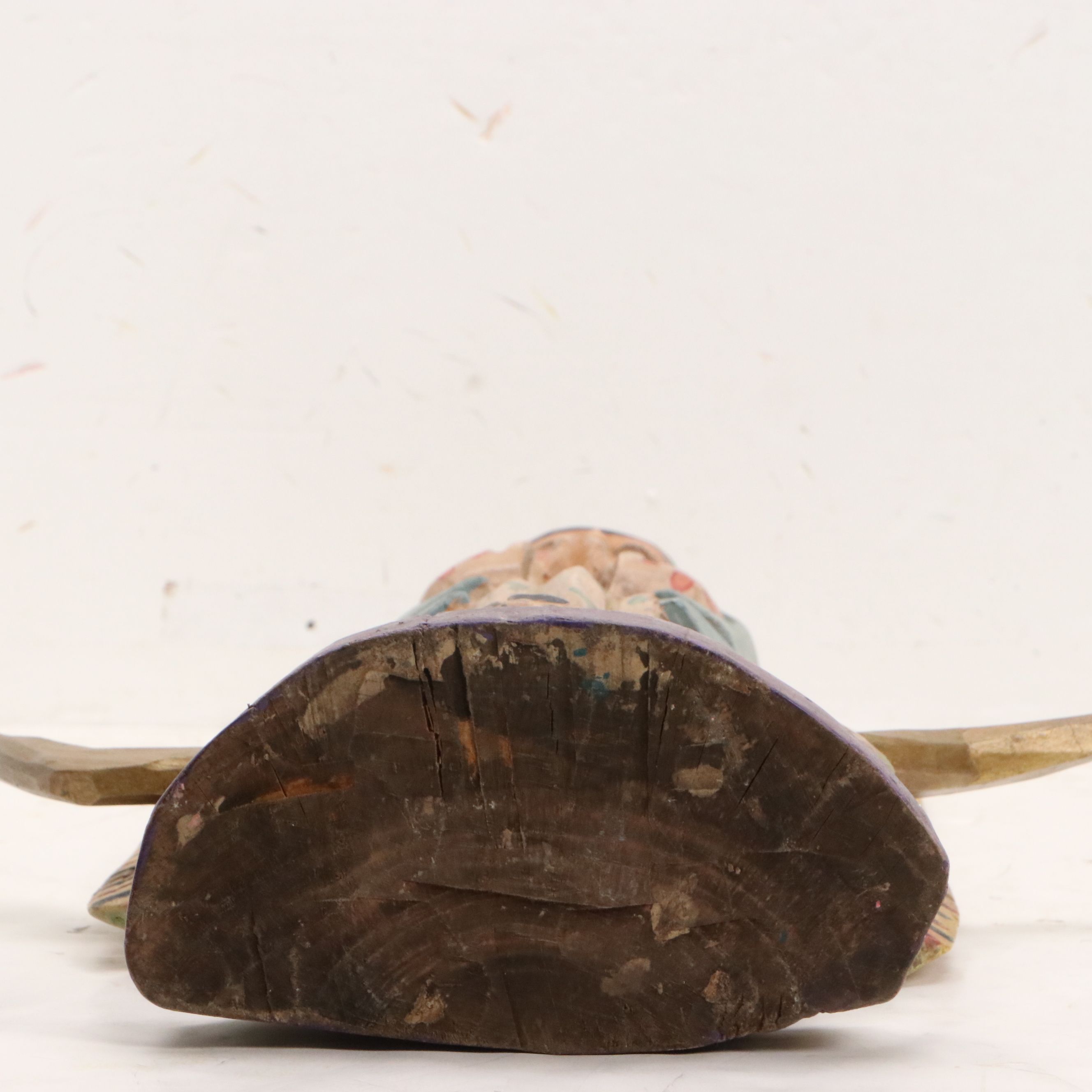 Mexican Folk Art Polychrome Carved Wood "Our Lady of Guadalupe"