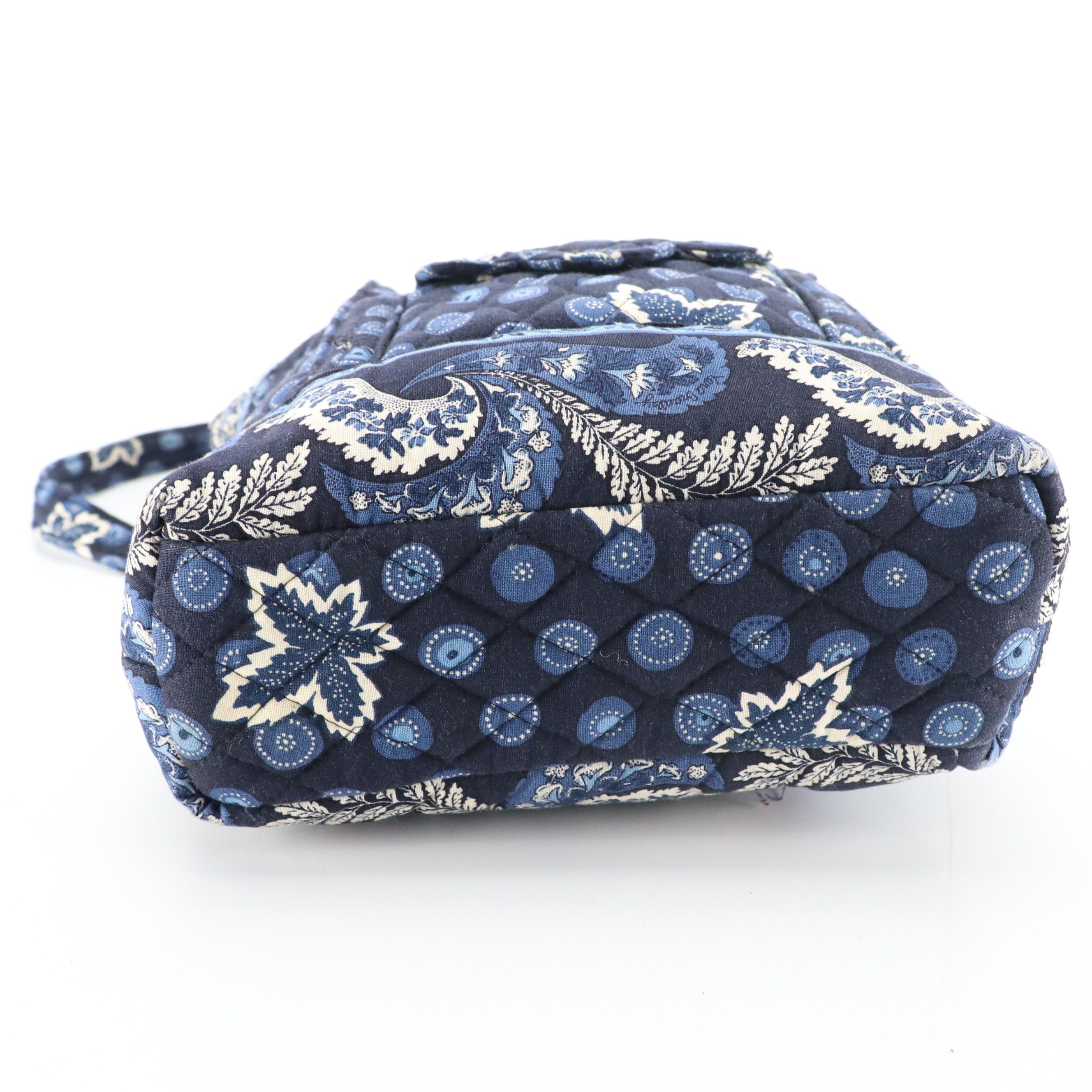 Vera Bradley Blue Coin Leaf Pattern Quilted Cotton Travel Bag Collection