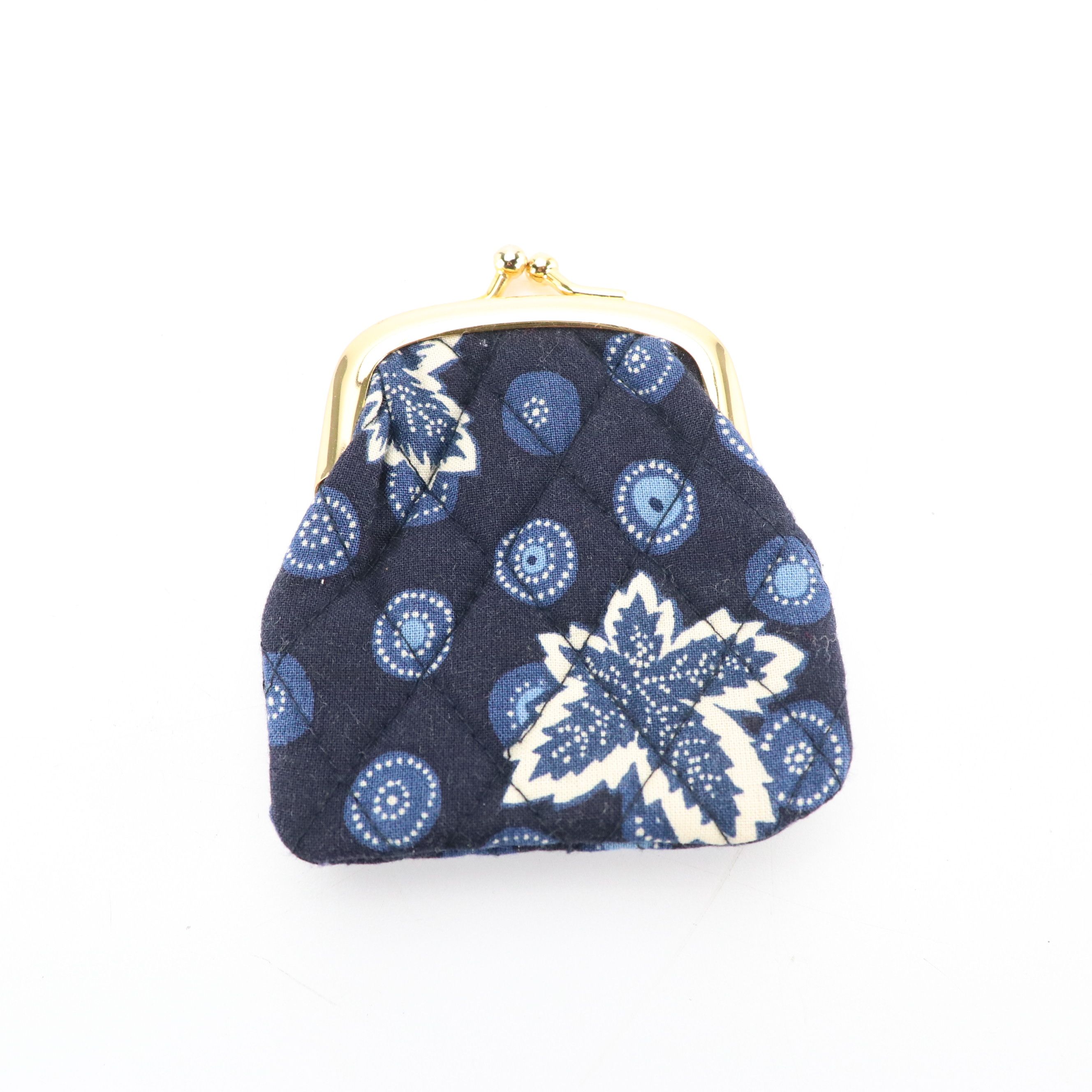 Vera Bradley Blue Coin Leaf Pattern Quilted Cotton Travel Bag Collection