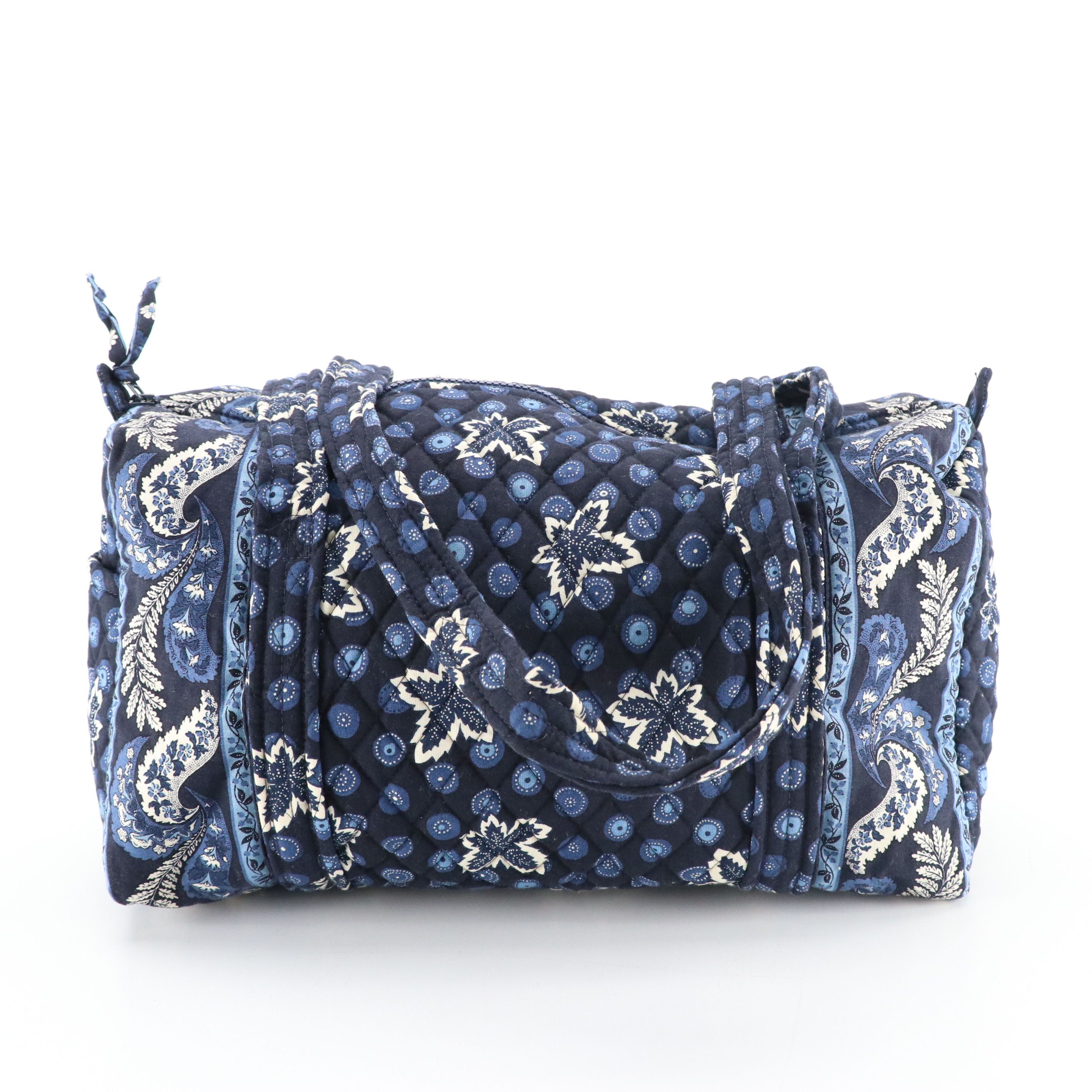 Vera Bradley Blue Coin Leaf Pattern Quilted Cotton Travel Bag Collection