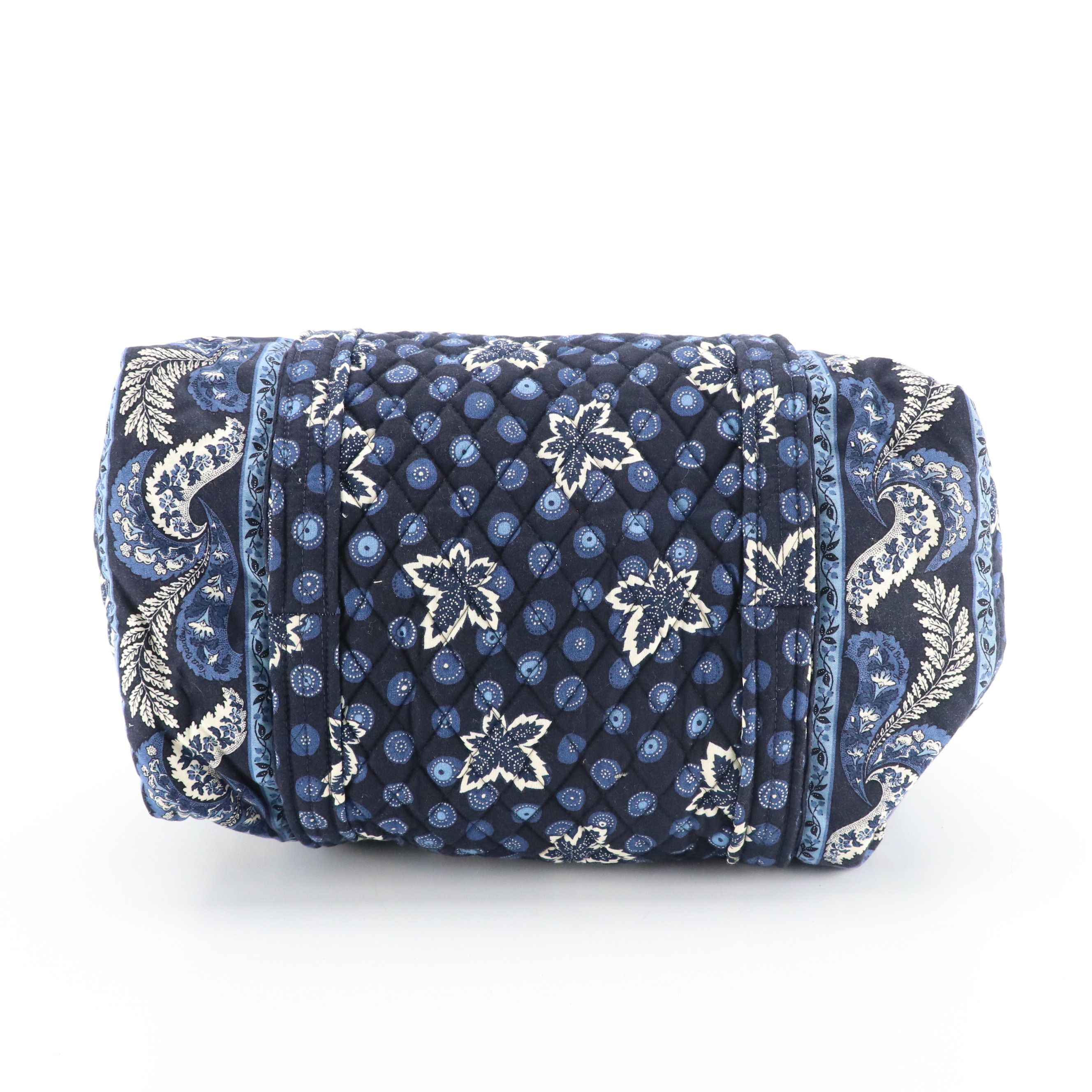 Vera Bradley Blue Coin Leaf Pattern Quilted Cotton Travel Bag Collection