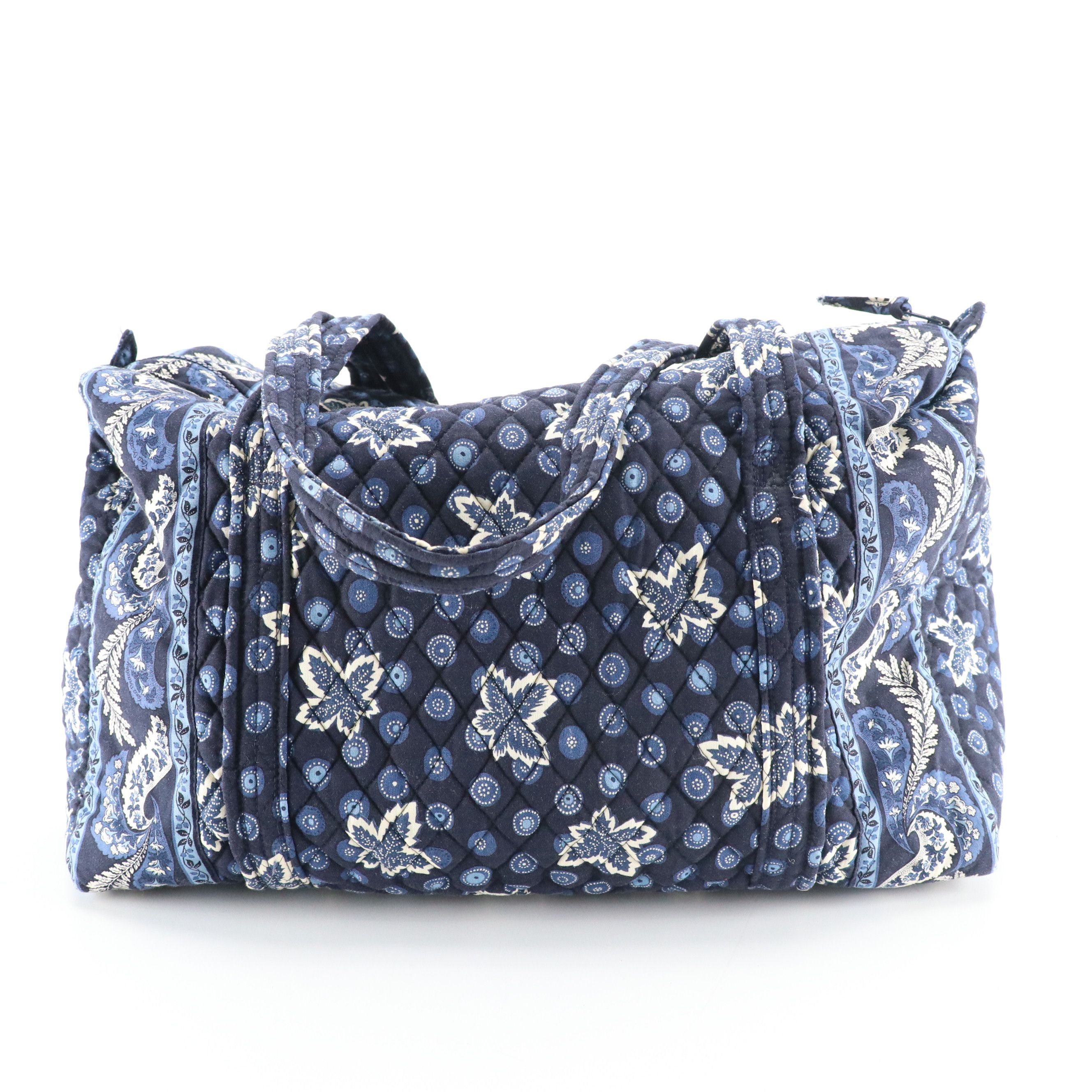 Vera Bradley Blue Coin Leaf Pattern Quilted Cotton Travel Bag Collection