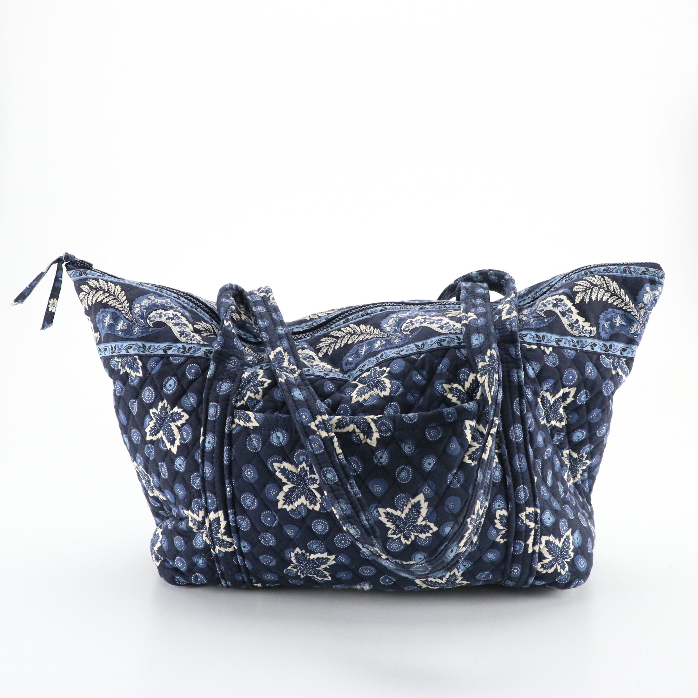 Vera Bradley Blue Coin Leaf Pattern Quilted Cotton Travel Bag Collection
