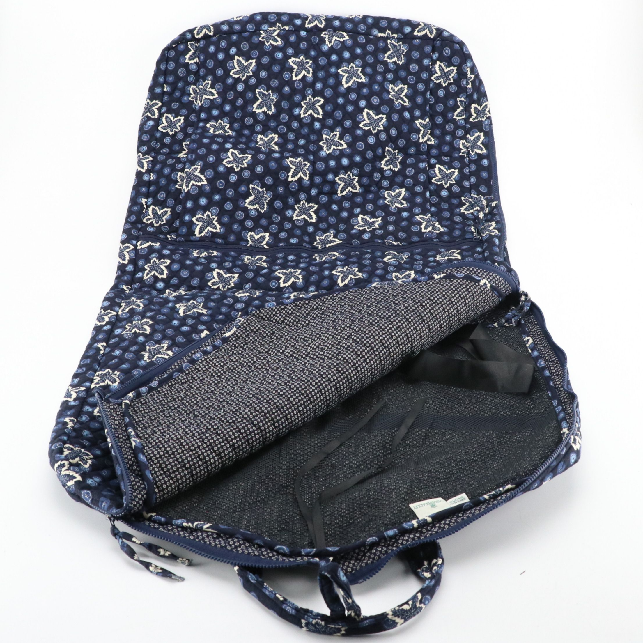 Vera Bradley Blue Coin Leaf Pattern Quilted Cotton Travel Bag Collection