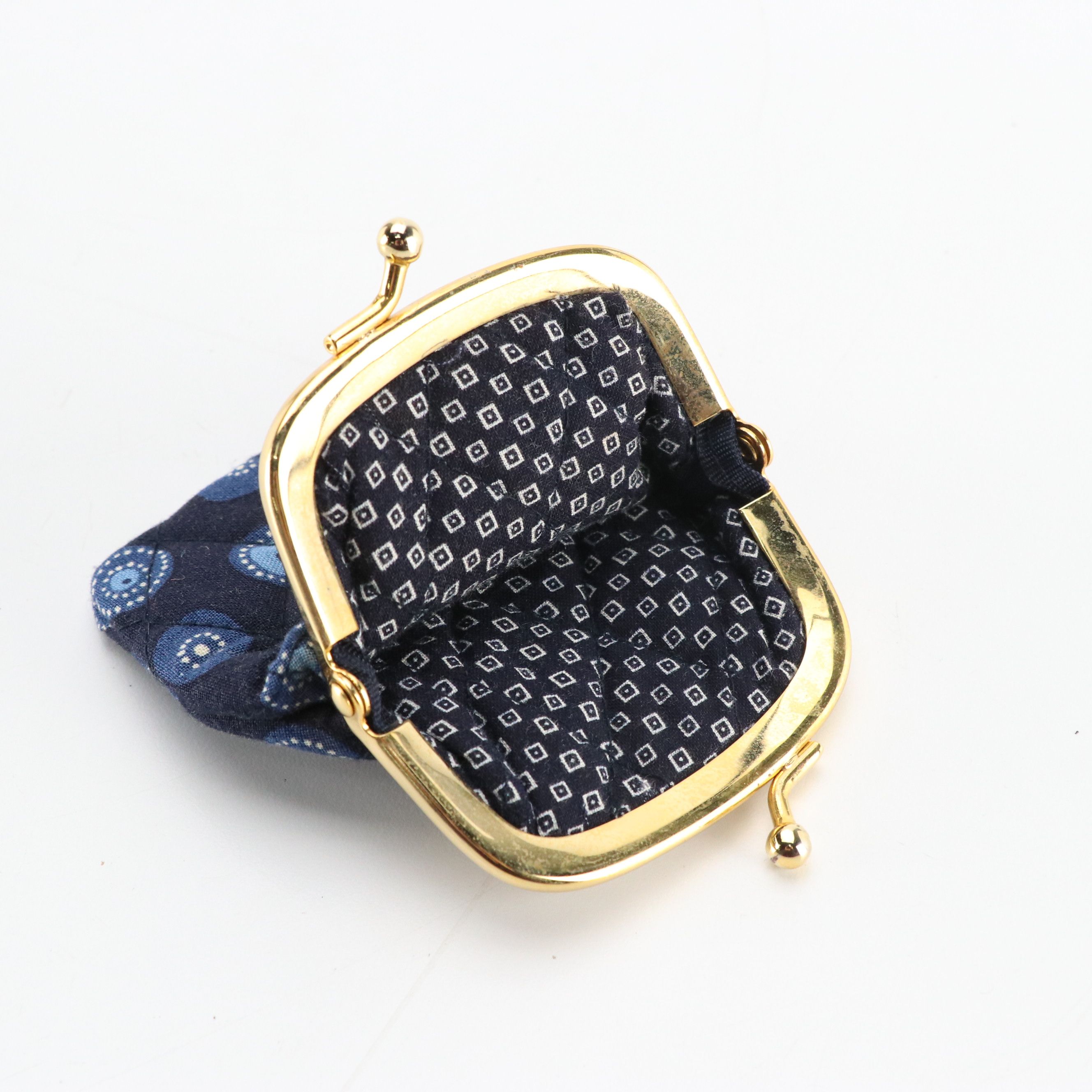 Vera Bradley Blue Coin Leaf Pattern Quilted Cotton Travel Bag Collection